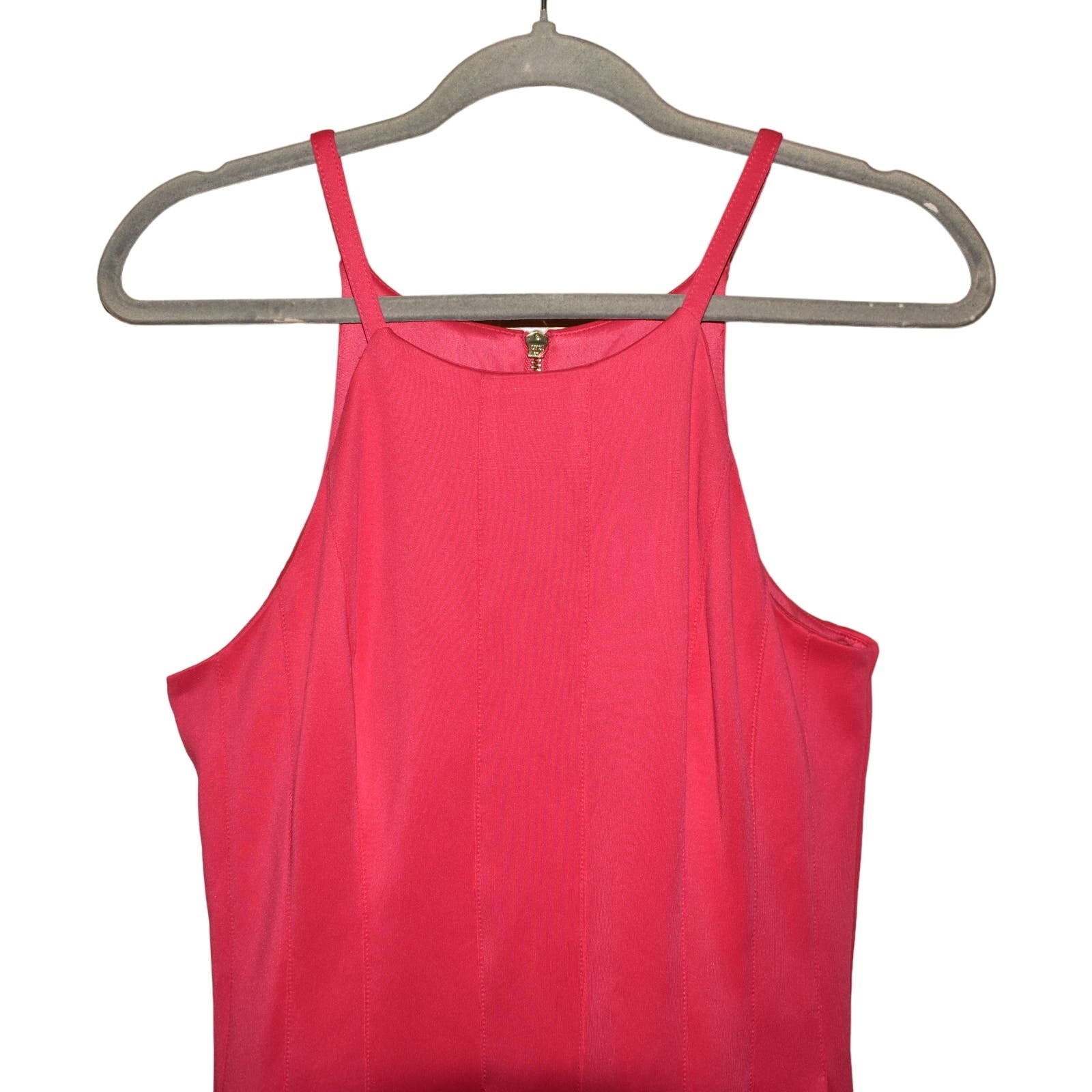 CALVIN KLEIN $128 Scuba Knit Pleated Fit & Flare Dress Sleeveless Pink size 6