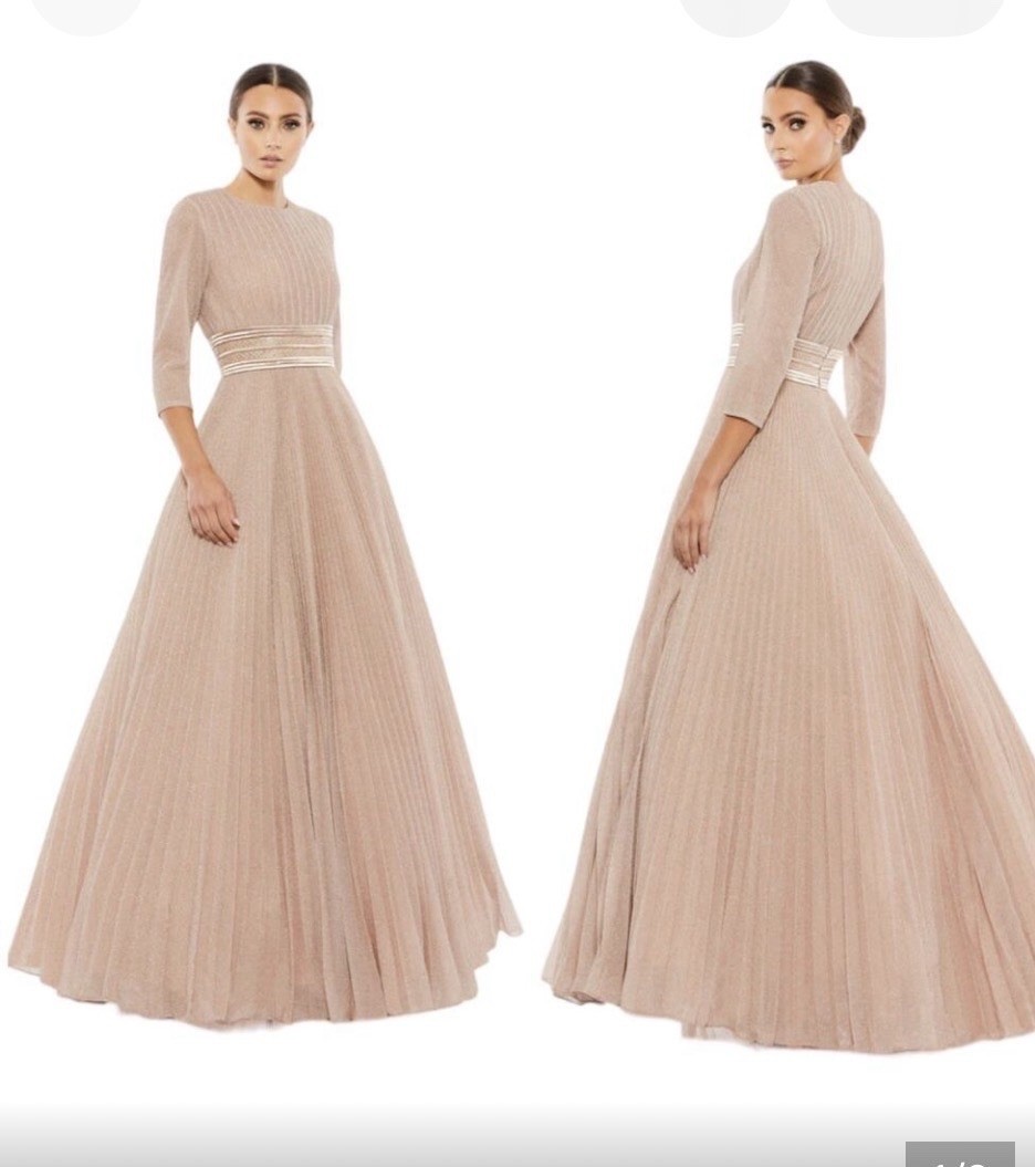 Mac Duggal Pink/Rose Gold Shimmery 3/4 Sleeve Ball Gown – NEW W/tags Size 18