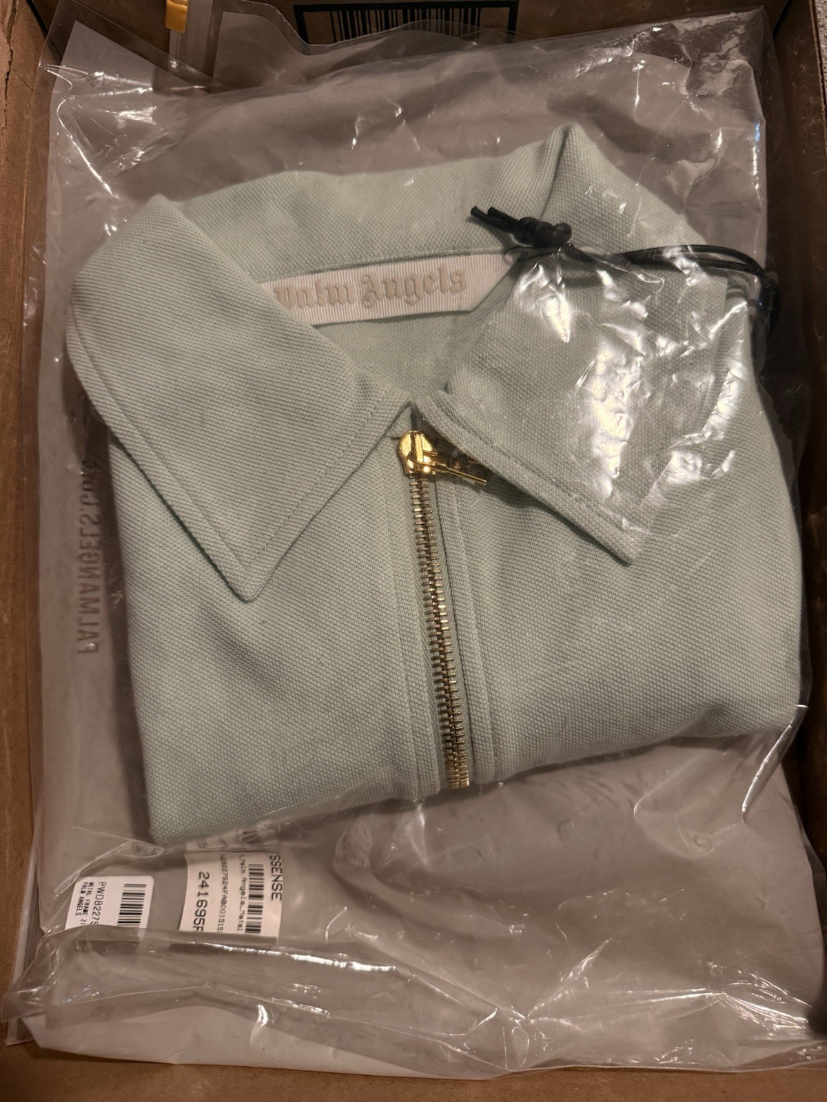 Palm Angels Mint Metal Frame Zipper Piqué Polo Dress Short Sleeve Size S