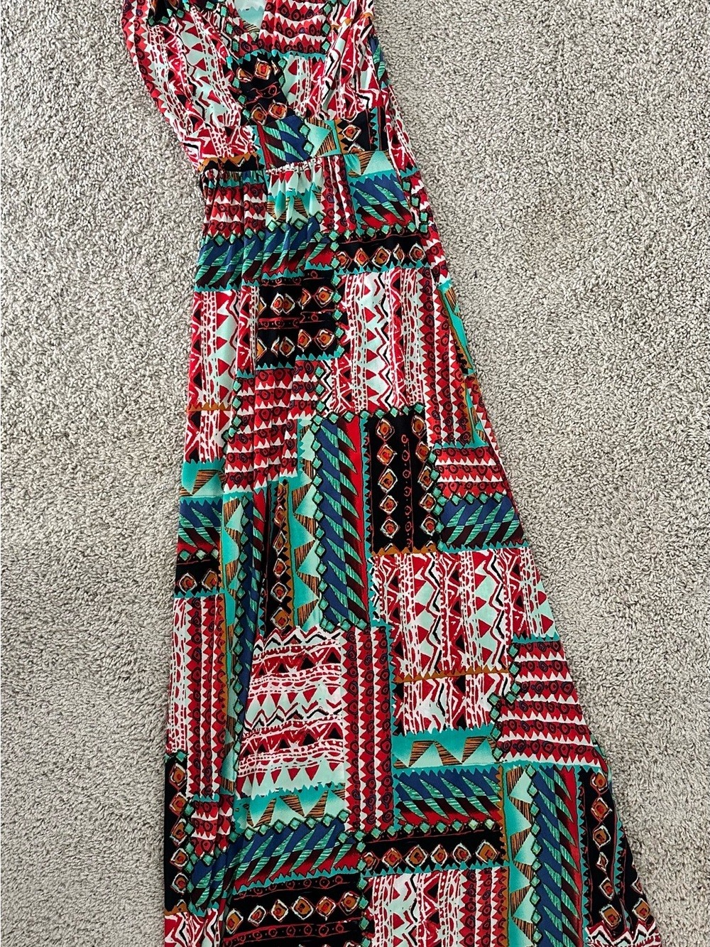 Cache Maxi Dress Size S Boho Tribal Geometric Print Sleeveless
