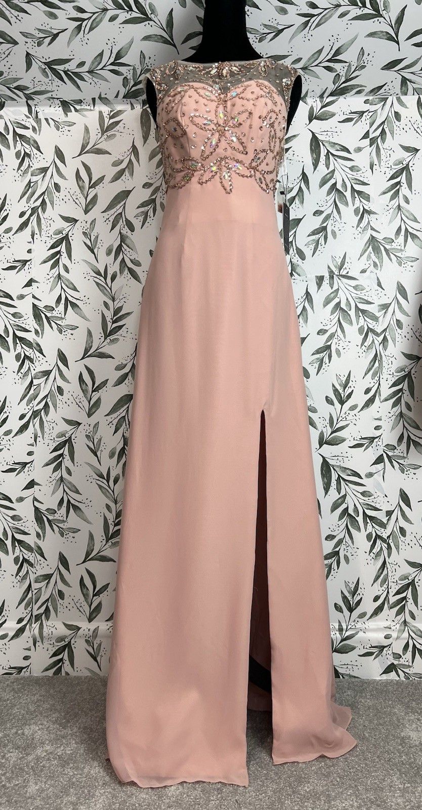 Prom Wedding Maxi Pale Pink Formal Dress Size XS (2) NWT Pageant Ball Gown #9