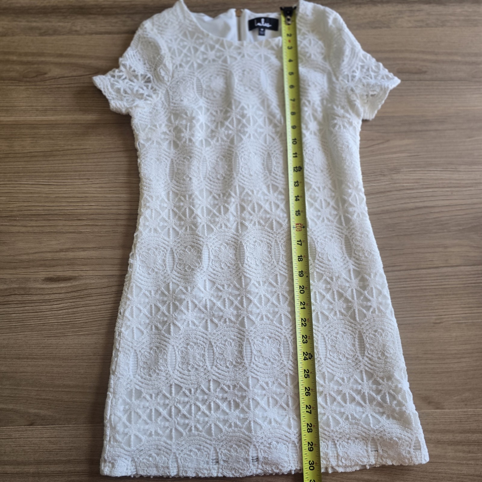 LULUS White Lace Mini Dress Short Sleeve Boho Bridal Shower Graduation Size M