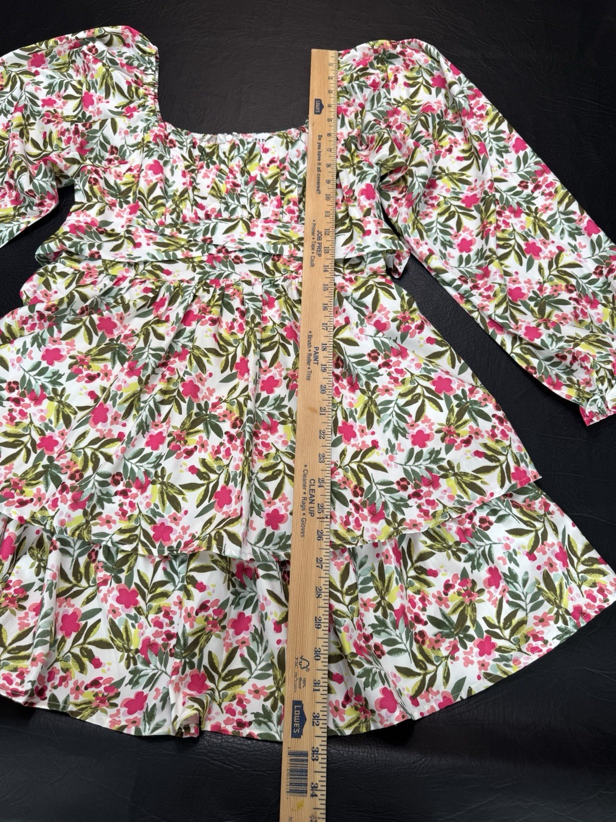 First Love by Lovelyn Floral Mini Dress Sz M Cottagecore Puff Sleeve Tie Back