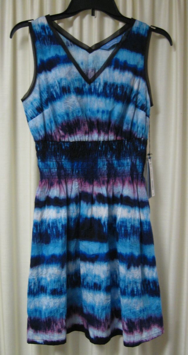 Simply Vera Vera Wang Sleeveless V Neck Tie Dye Crinkle Dress Women’s Sz PM