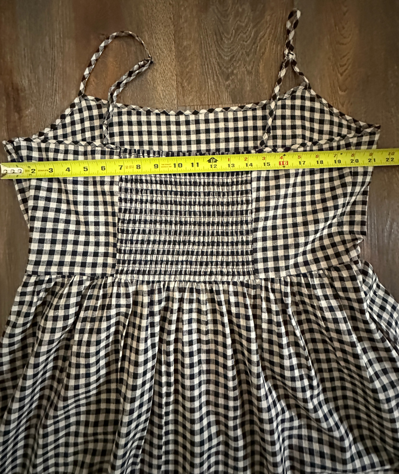 GAP Black Ivory Gingham Linen Blend Drop Waist Dress XL Pockets NWT