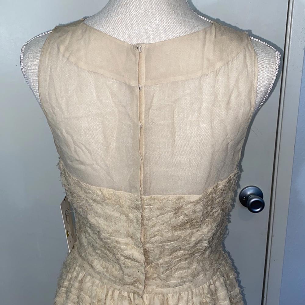NWT Robert Rodriguez Knee Length Midi Dress Womens Tan Off White Bone Size 8
