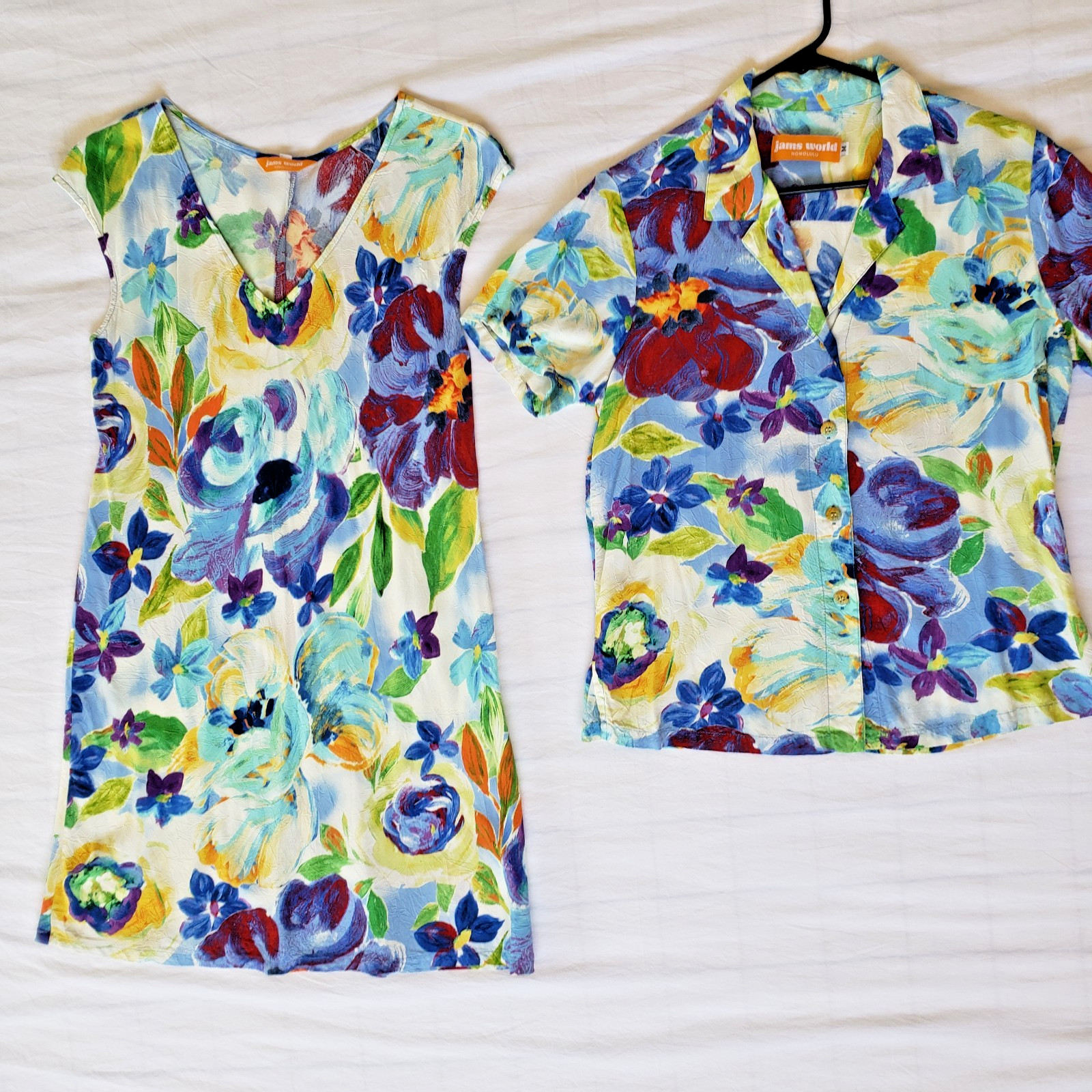 Lot of 2 Jams World Women’s Size M Knee Length Shift Dress and Button Down Shirt