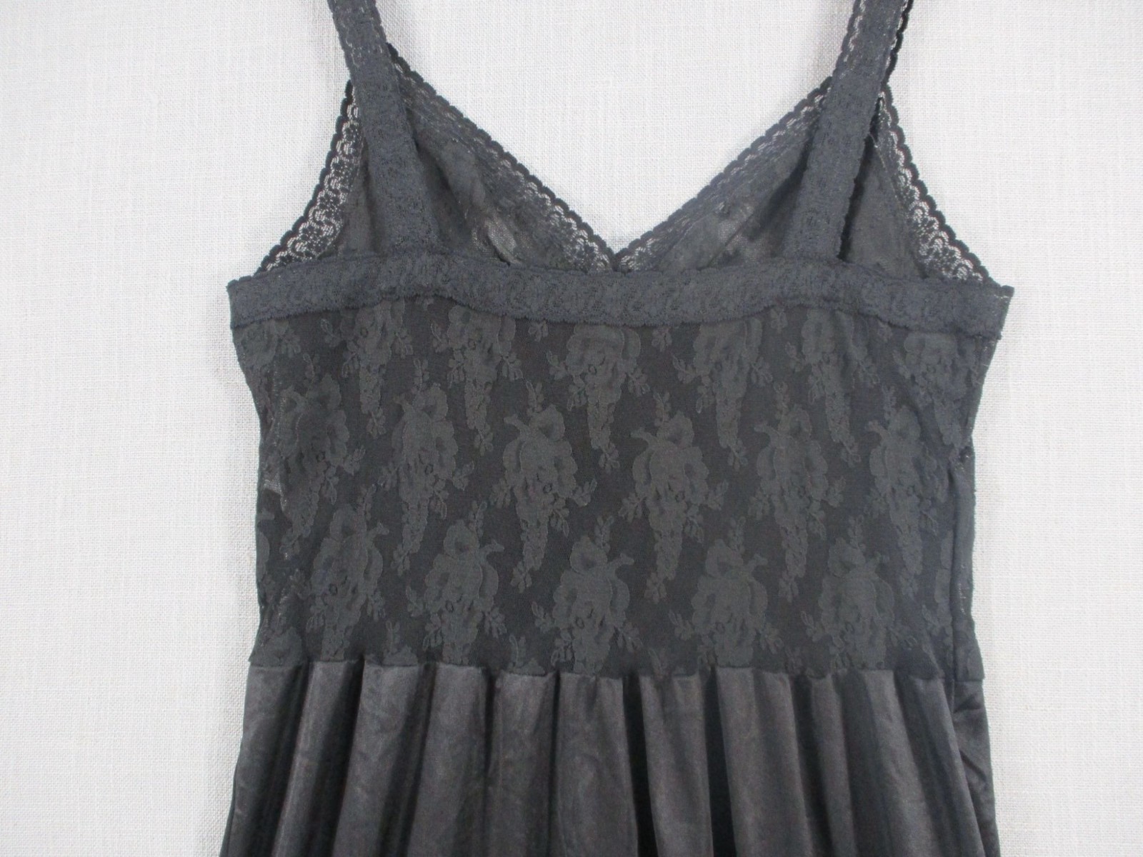 Black Lace Whimsy Goth Overlay Lace Slip Dress W/ Adjustable Straps Midi Length