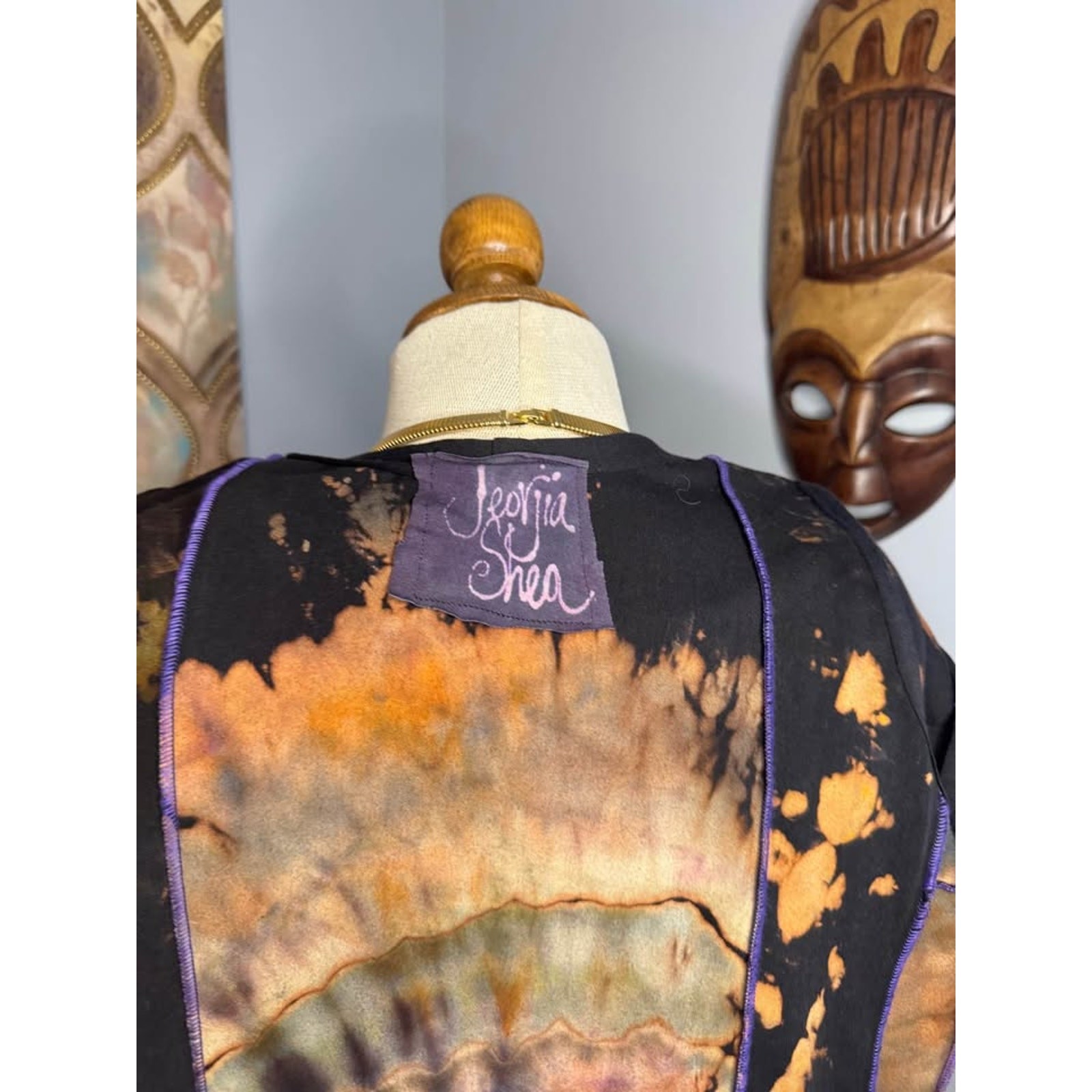 Handmade Organic Bamboo Reverse Tie Dye Patchwork Dress by Jeorjia Shea