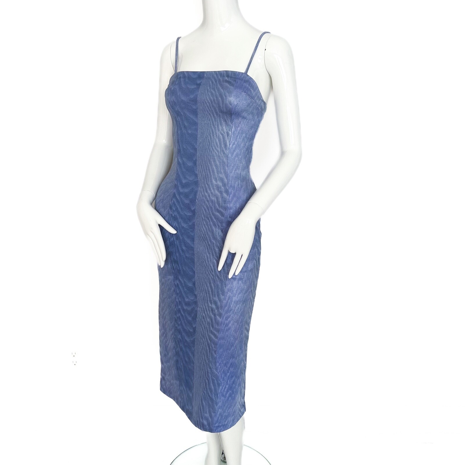 Cache by Alexia Admor | Midi Party Dress Cocktail Print Coated Bodycon Blue Sm