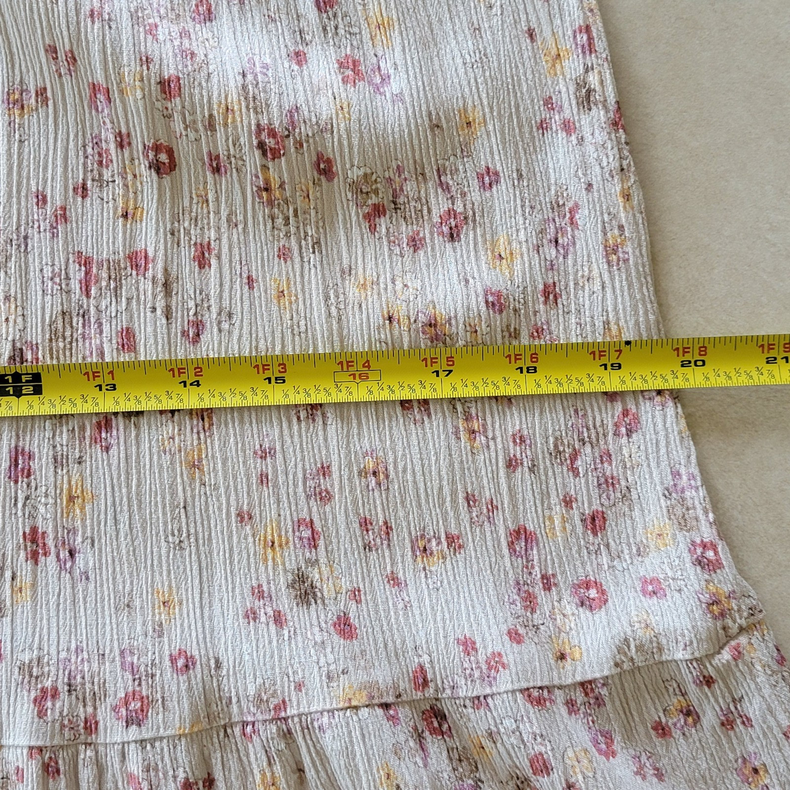 Sundress Tan Neutral Ditsy Floral Gauzy USA Beach Cottagecore Boho Final Touch S