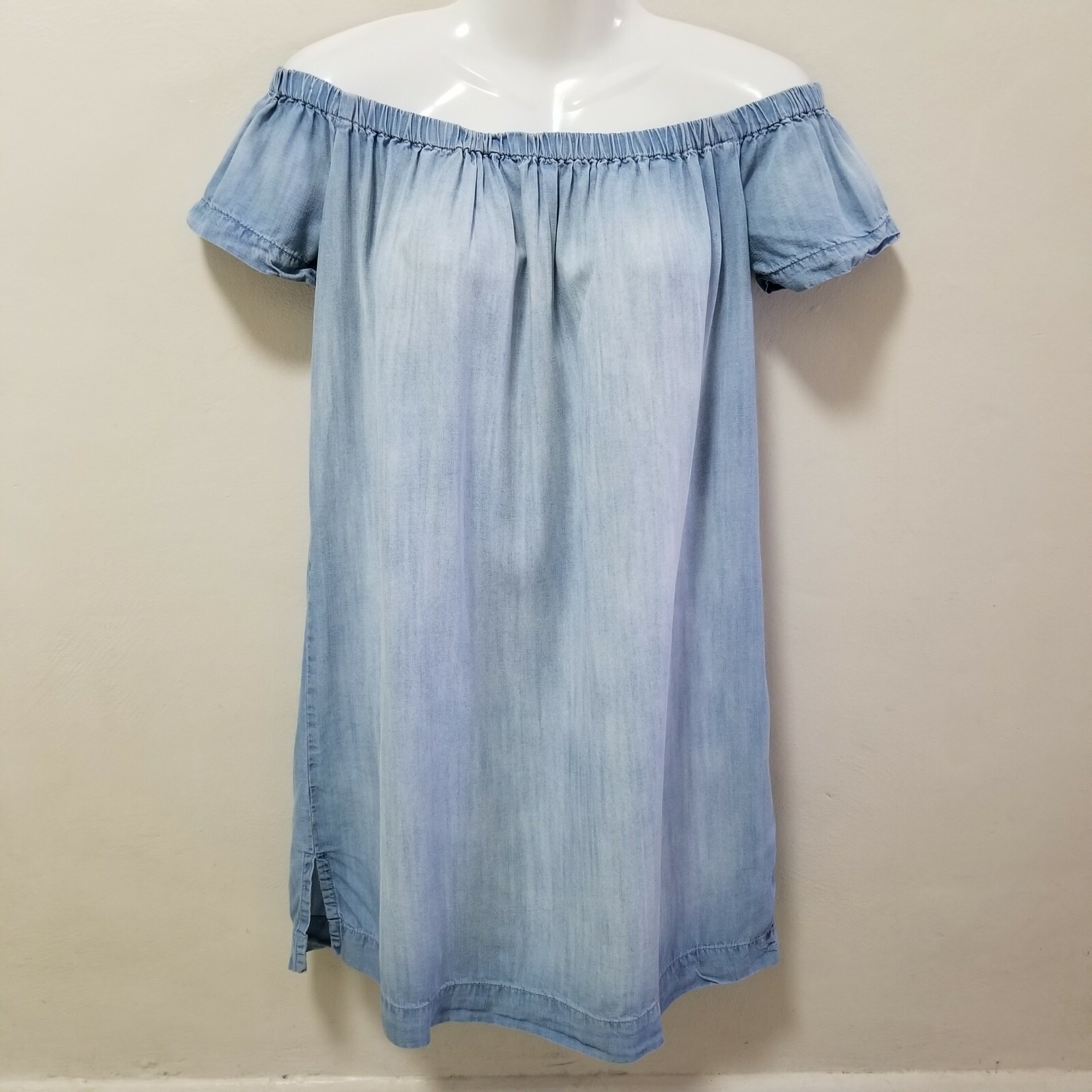 Cloth & Stone Womens Dress Chambray Off Shoulder Tunic Shift Sandwashed Blue S