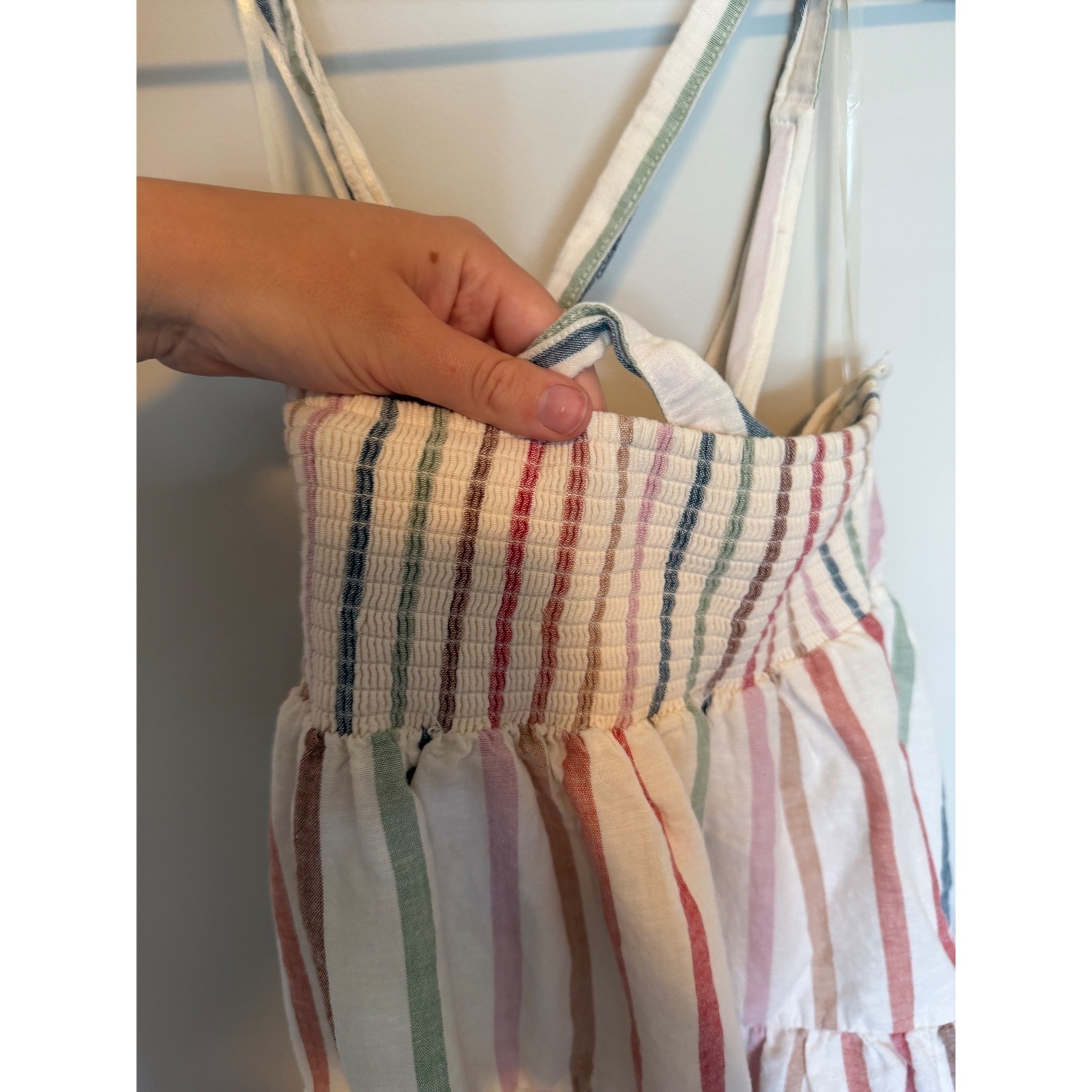 American Eagle Striped Tiered Mini Dress Multi Color Smocked Back Size Medium