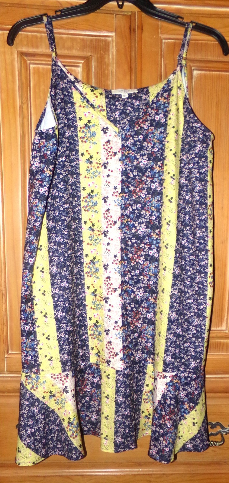 UMGEE USA WOMENS SIZE 1XL BLUE FLORAL V-NECK COTTAGECORE SLEEVELESS TANK DRESS