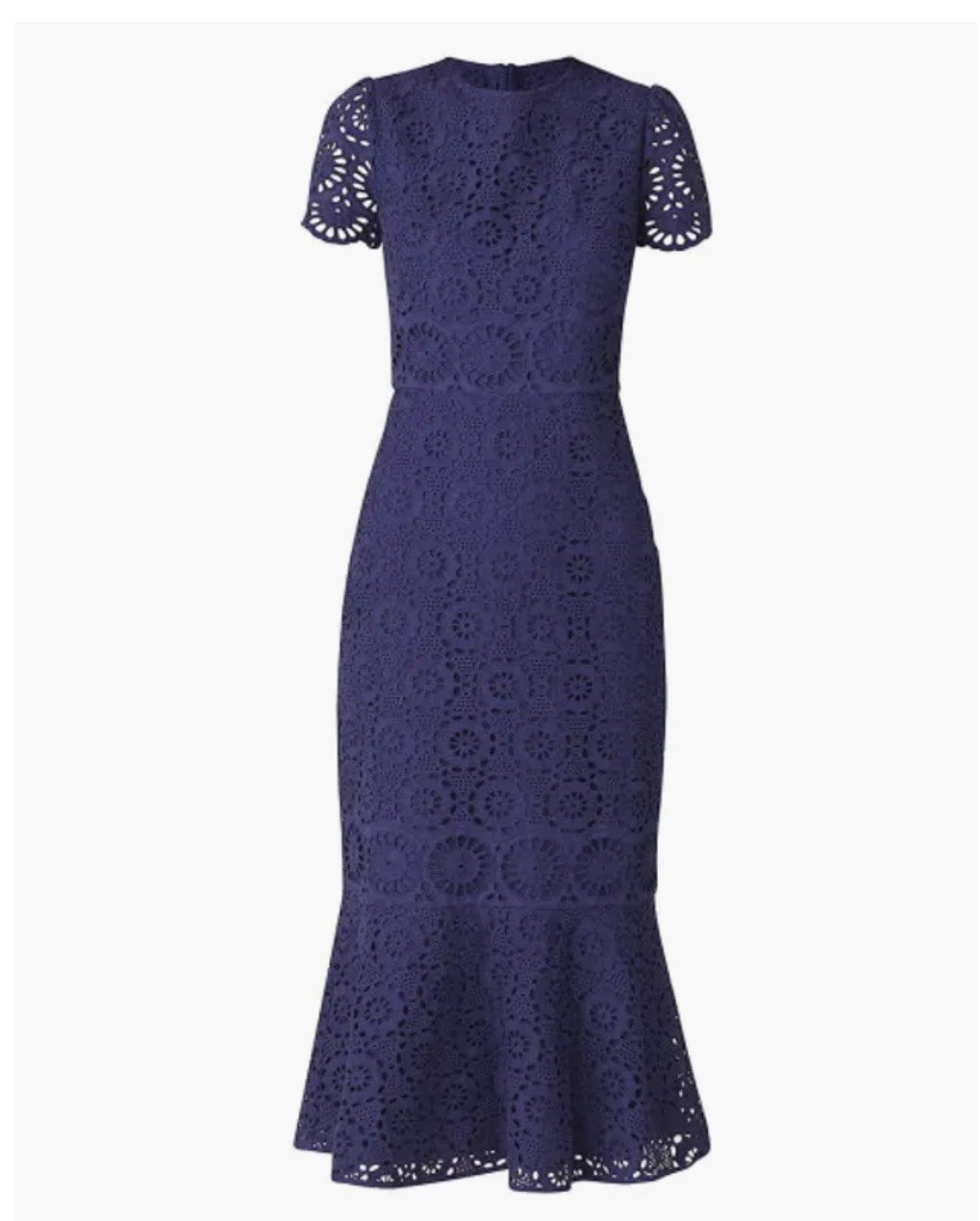 Shoshanna Thompson eyelet Midi Dress- Navy- Size 8