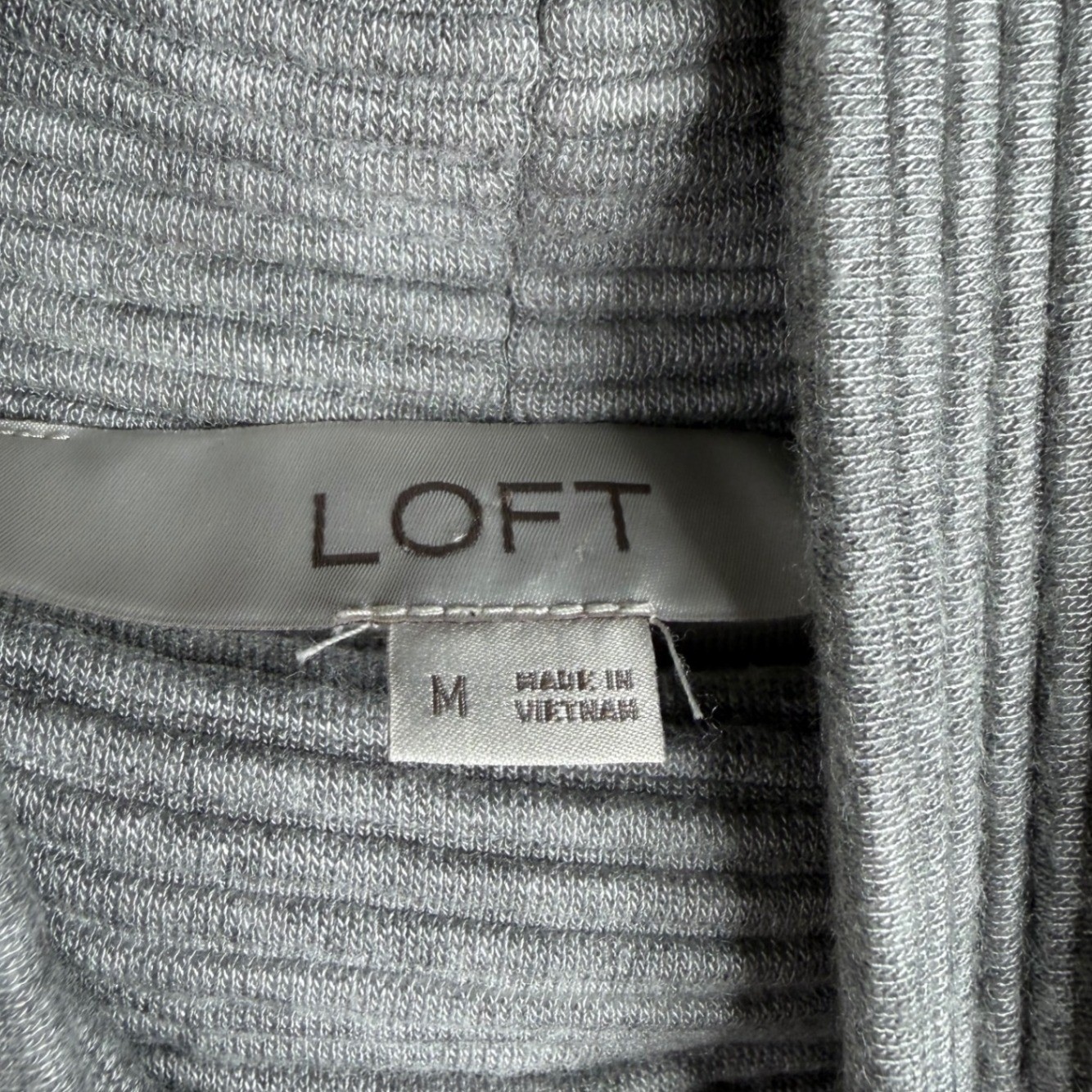 LOFT Ribbed Mock Neck 3/4 Sleeve Dress size Medium Gray