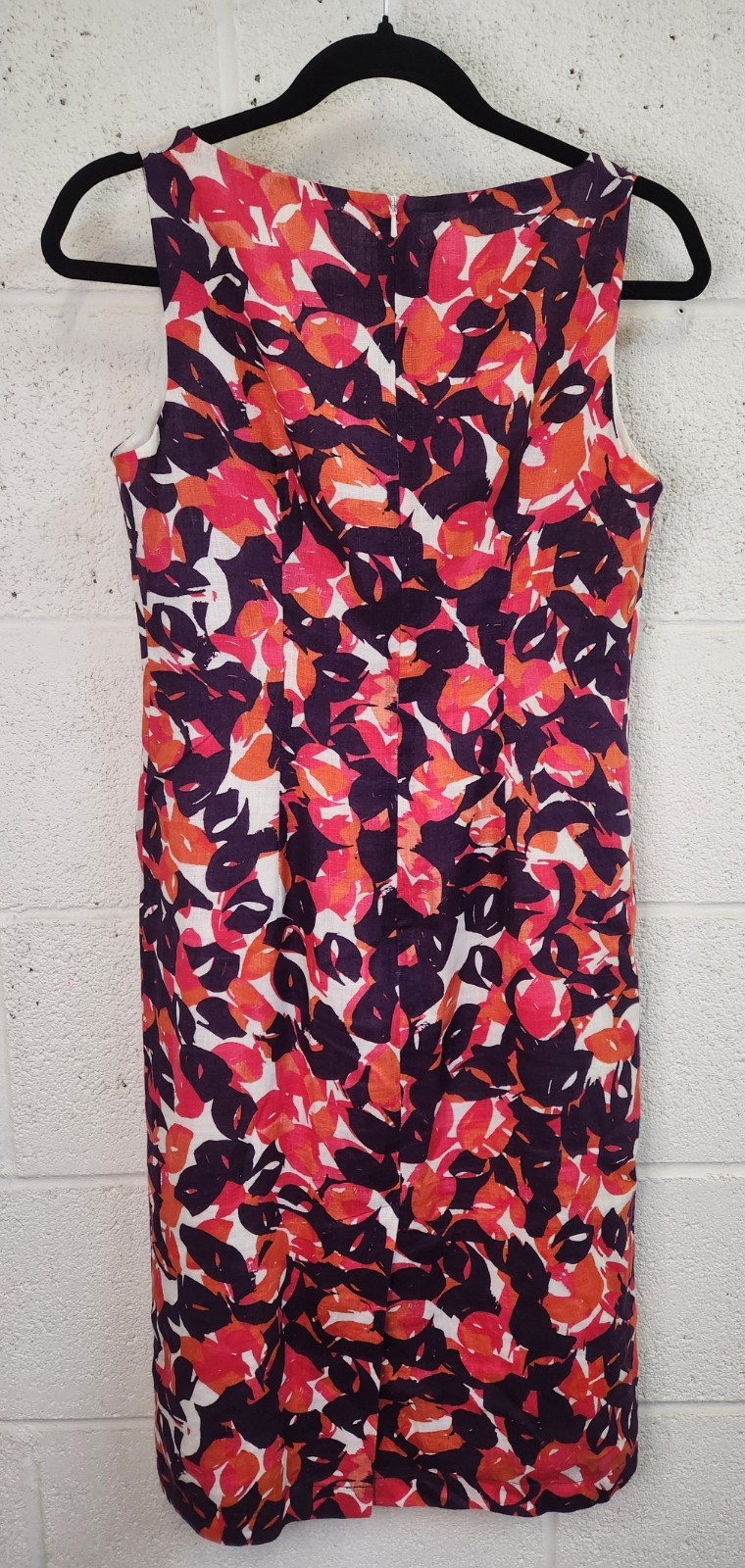 Kaliko 100% Linen Floral Shift Dress UK 10 Pink Orange Purple Sleeveless
