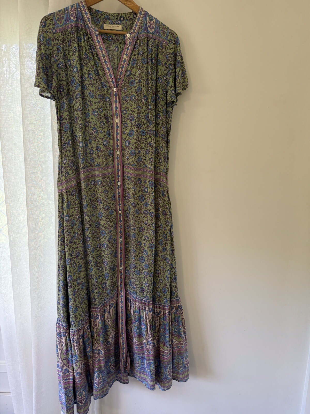 Spell And The Gypsy Jasmine Flutter Sleeve Tunic/Duster Jade Size M