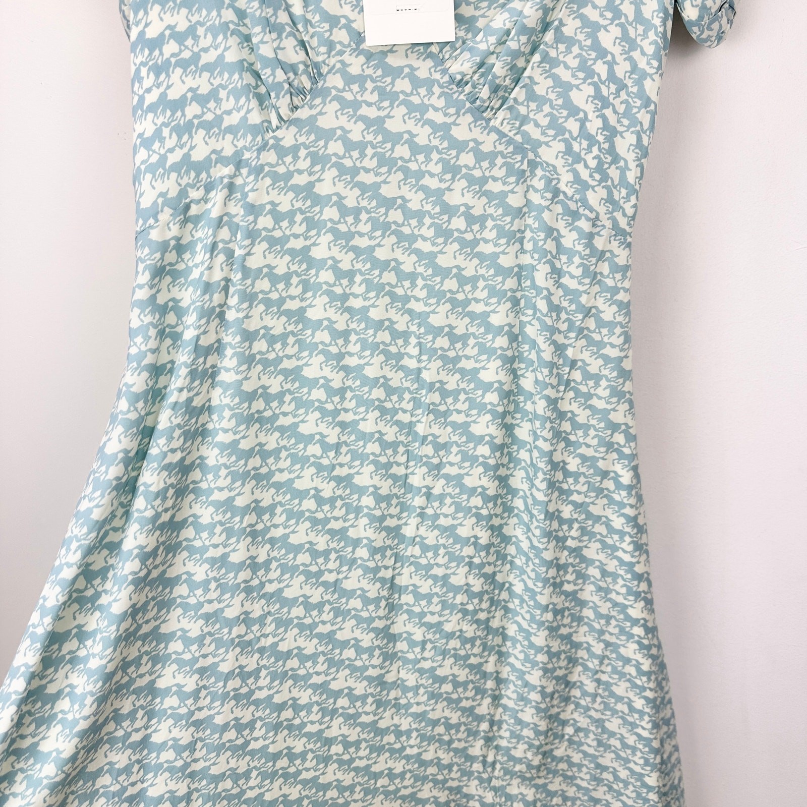 Solid & Striped The Calais Ruffled Horse Printed Crepe Midi Dress Viscose XS NWT