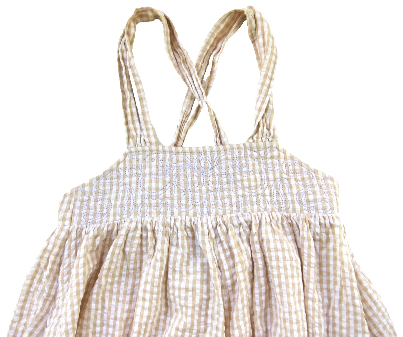 KIMCHI BLUE Brown White Plaid Purple Thread Embroider Oversize Fit Tank Dress XS