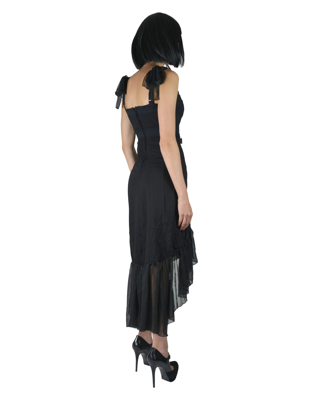 TRIPP NYC GOTHIC VAMPIRE WITCH GOTH PROM BLACK SEXY HI LOW DRESS CE4381