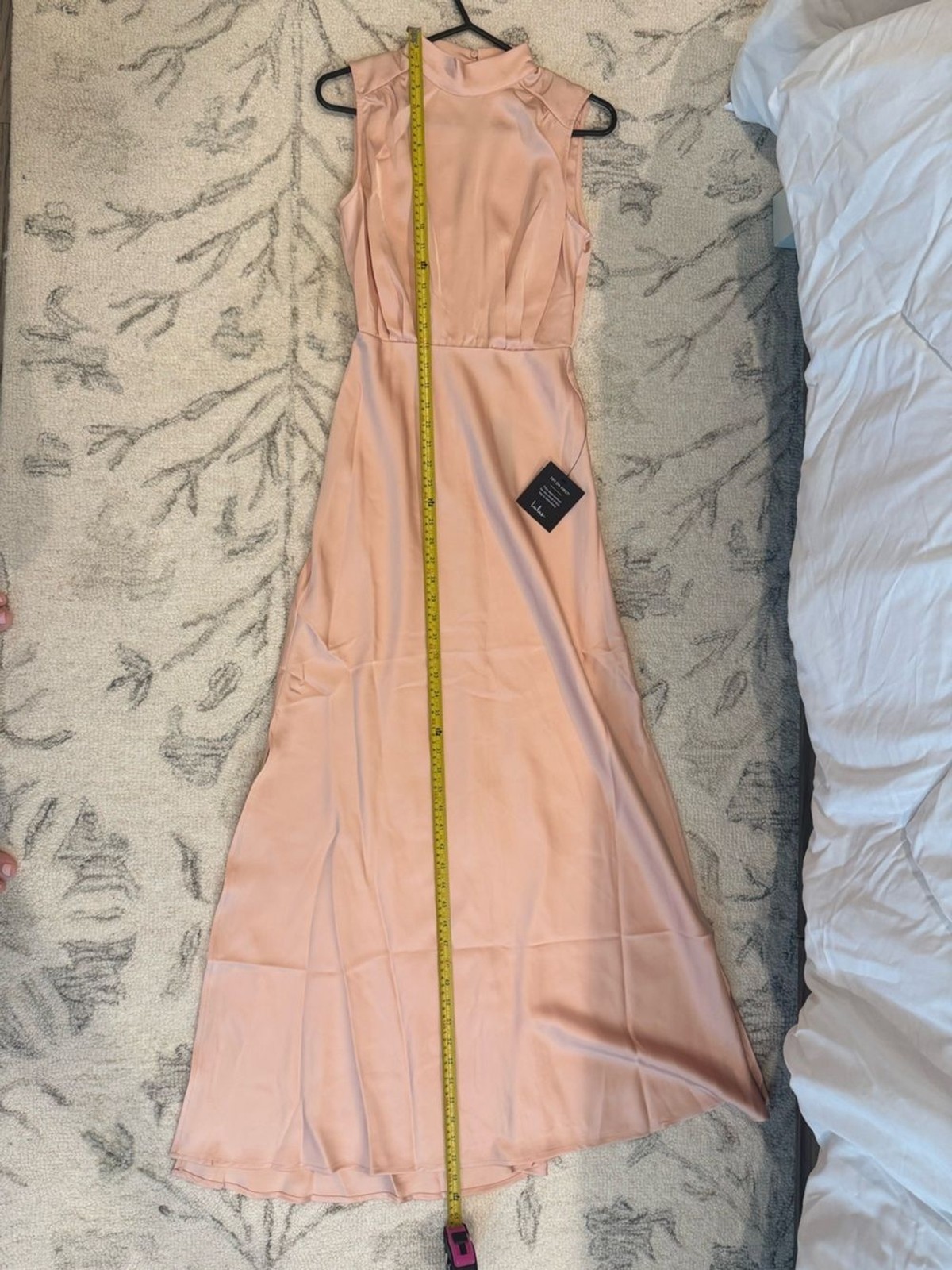 Lulus Satin Peach Maxi Dress High Neck Sleeveless Size XS NWT