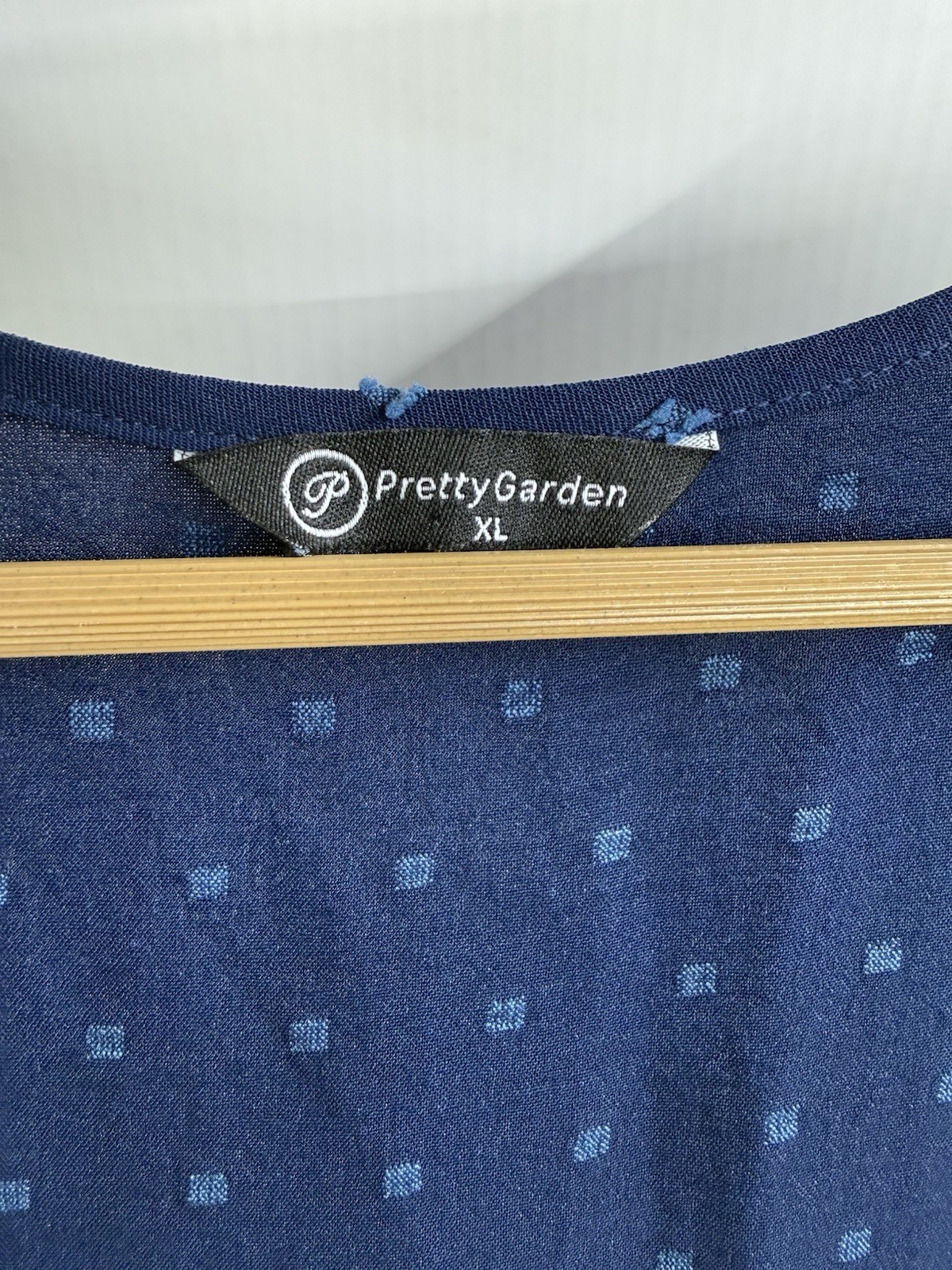 PrettyGarden Womens XL Blue Polka Dot Wrap Maxi Dress Short Sleeve Boho