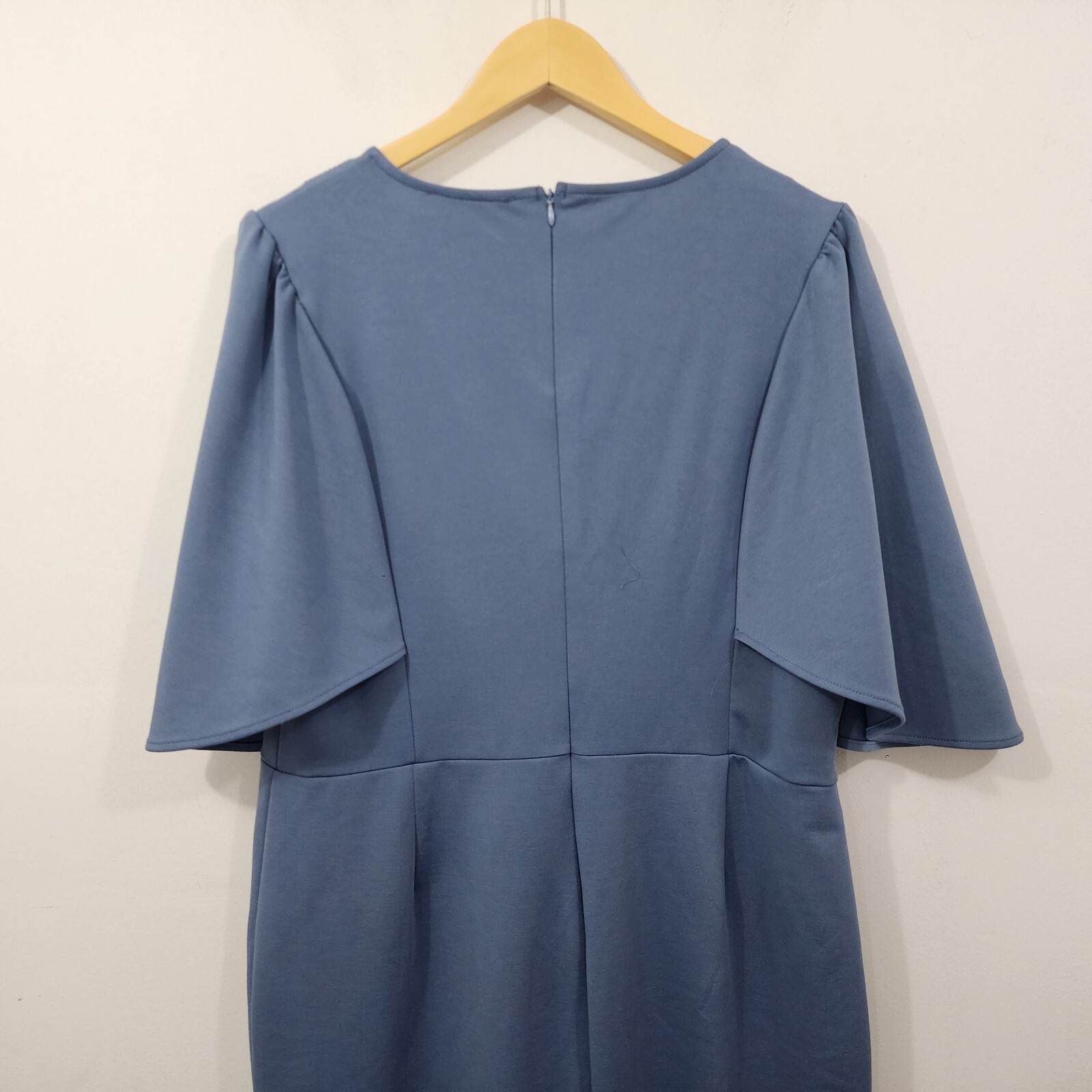 GRACE KARIN 3/4 Ruffle Sleeve Work Party Pencil Dress Blue Gray Plus Size 2XL