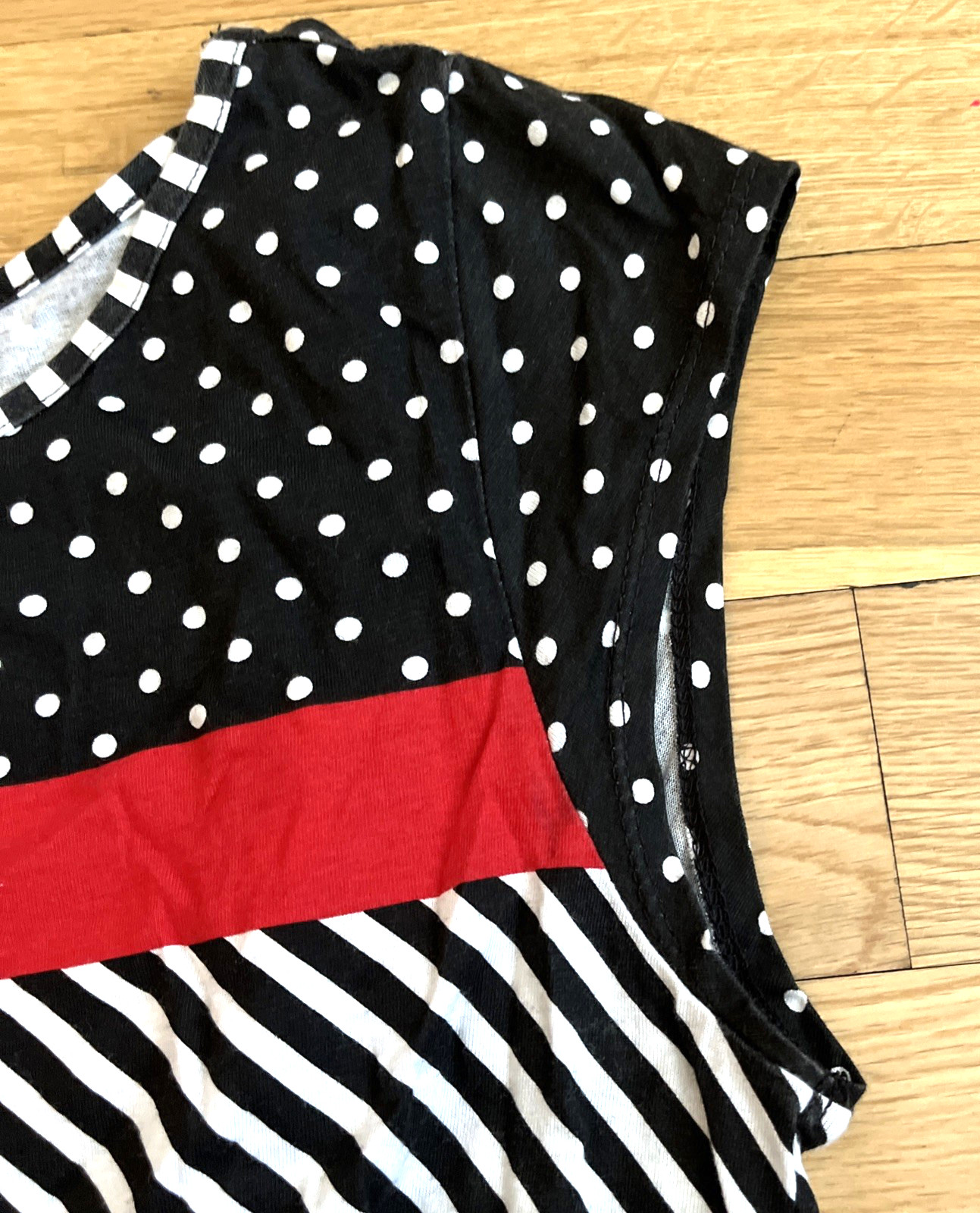 Heritage 1981 Black White Red Polka Dot Stripe Cotton Dress Size M Retro 80s