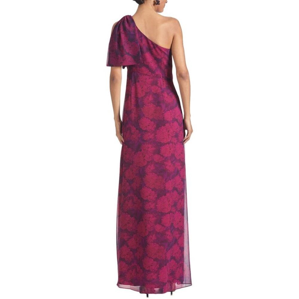 Sachin & Babi Magenta Bloom Chelsea Bow One-Shoulder Gown Dress Size 4 $325