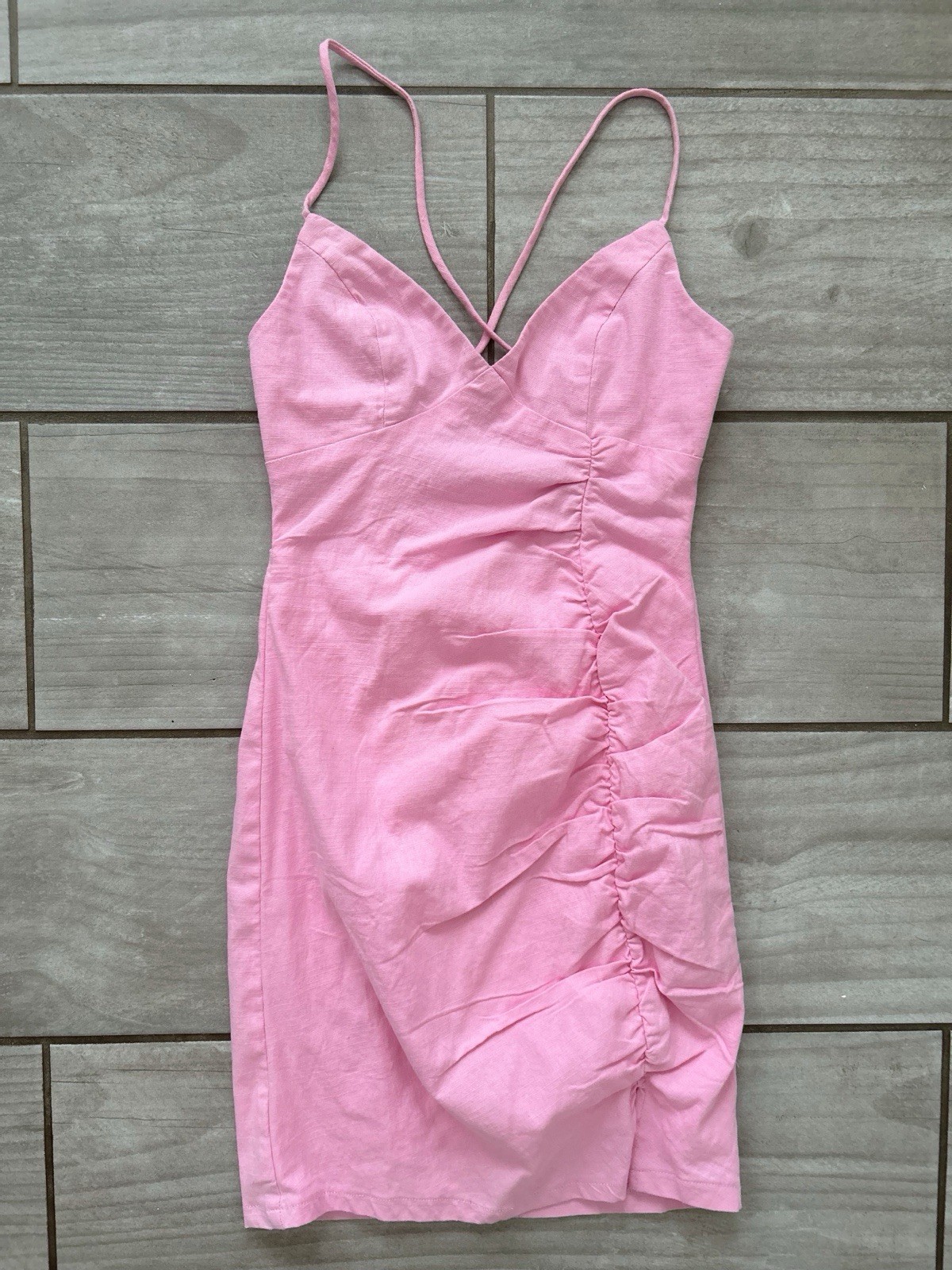 Princess Polly Pink Coquette Cotton Blend Open Back Ariana Mini Dress Size 4