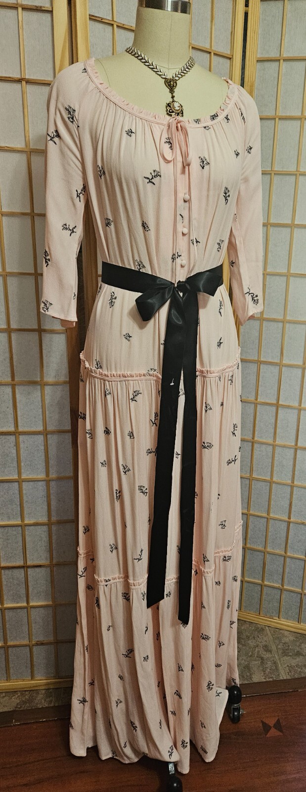 Patrizia Pepe Maxi Dress Abito Lungo Size 44 Embroidered Bohemian Beauty Pink