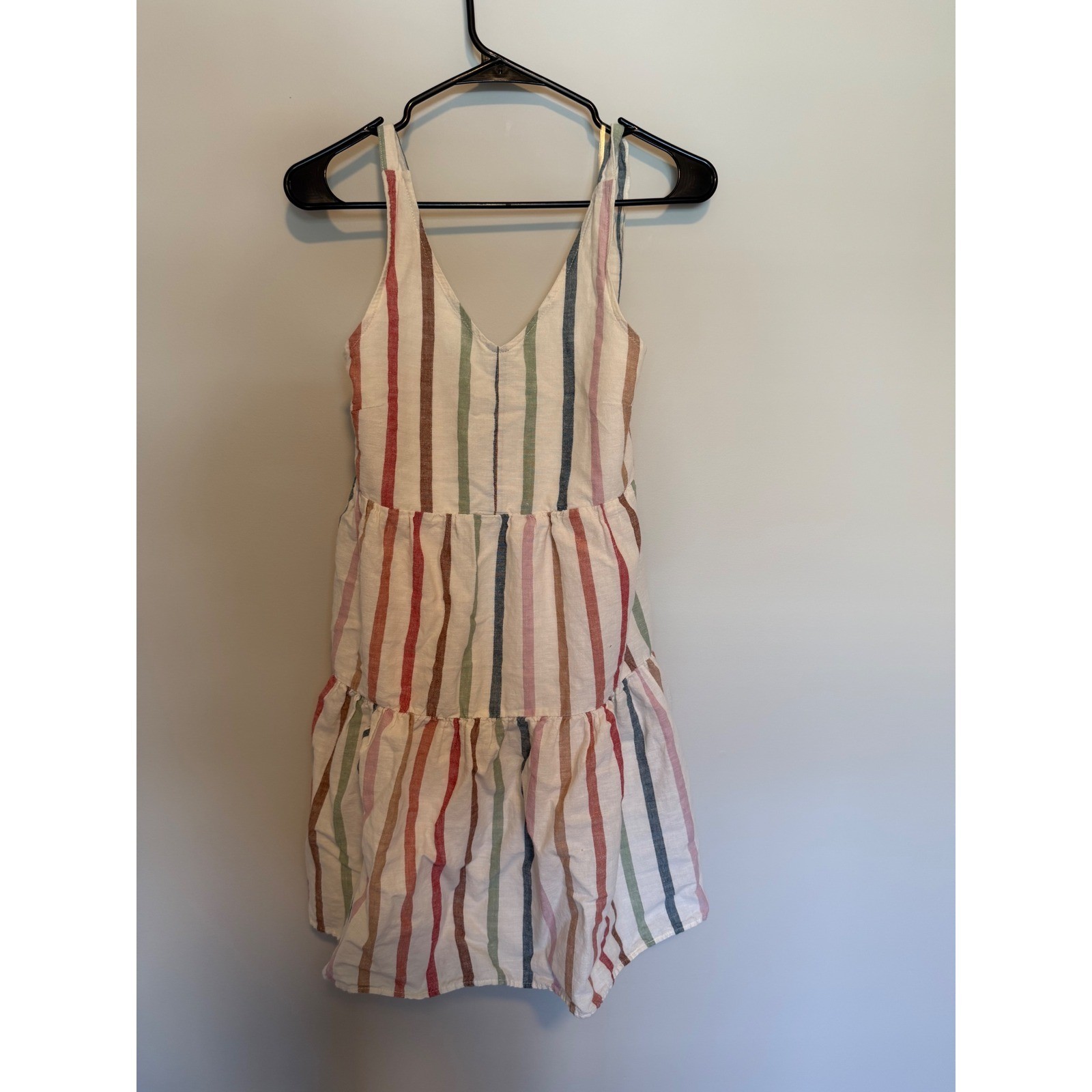 American Eagle Striped Tiered Mini Dress Multi Color Smocked Back Size Medium