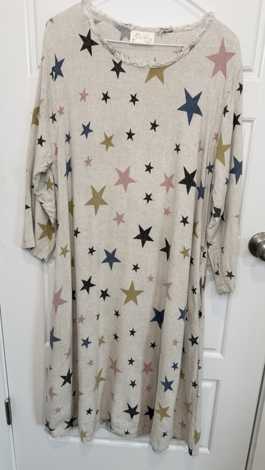 The Paper Lace Woman’s One Size Dress Stars Boho Festival Lightweight 3/4 Sleeve