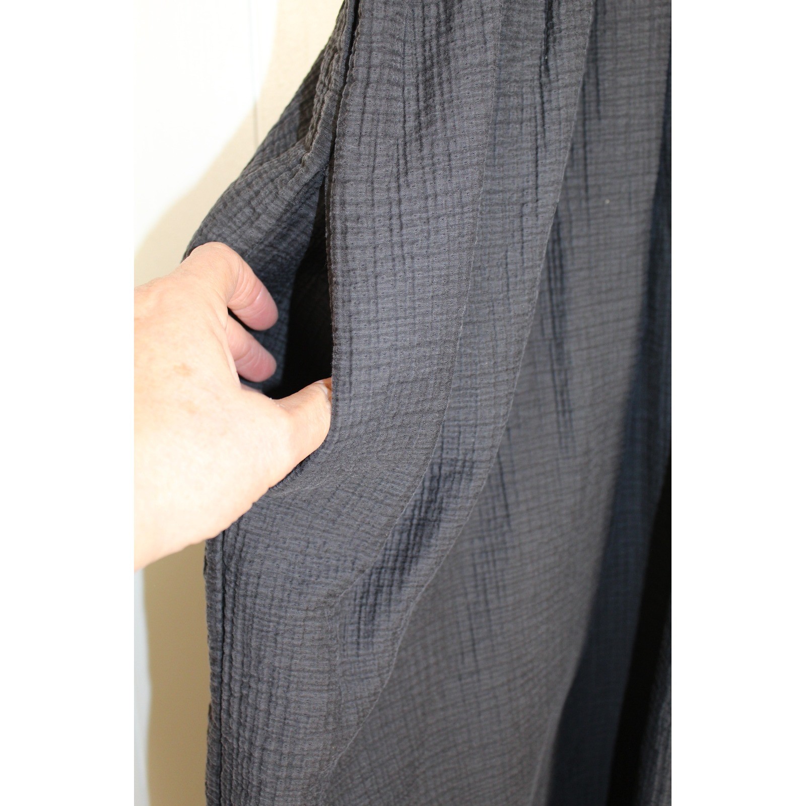 Unknown Women’s Black Midi Slub Cotton Cap Sleeve Loose Fitting Dress Size M/L