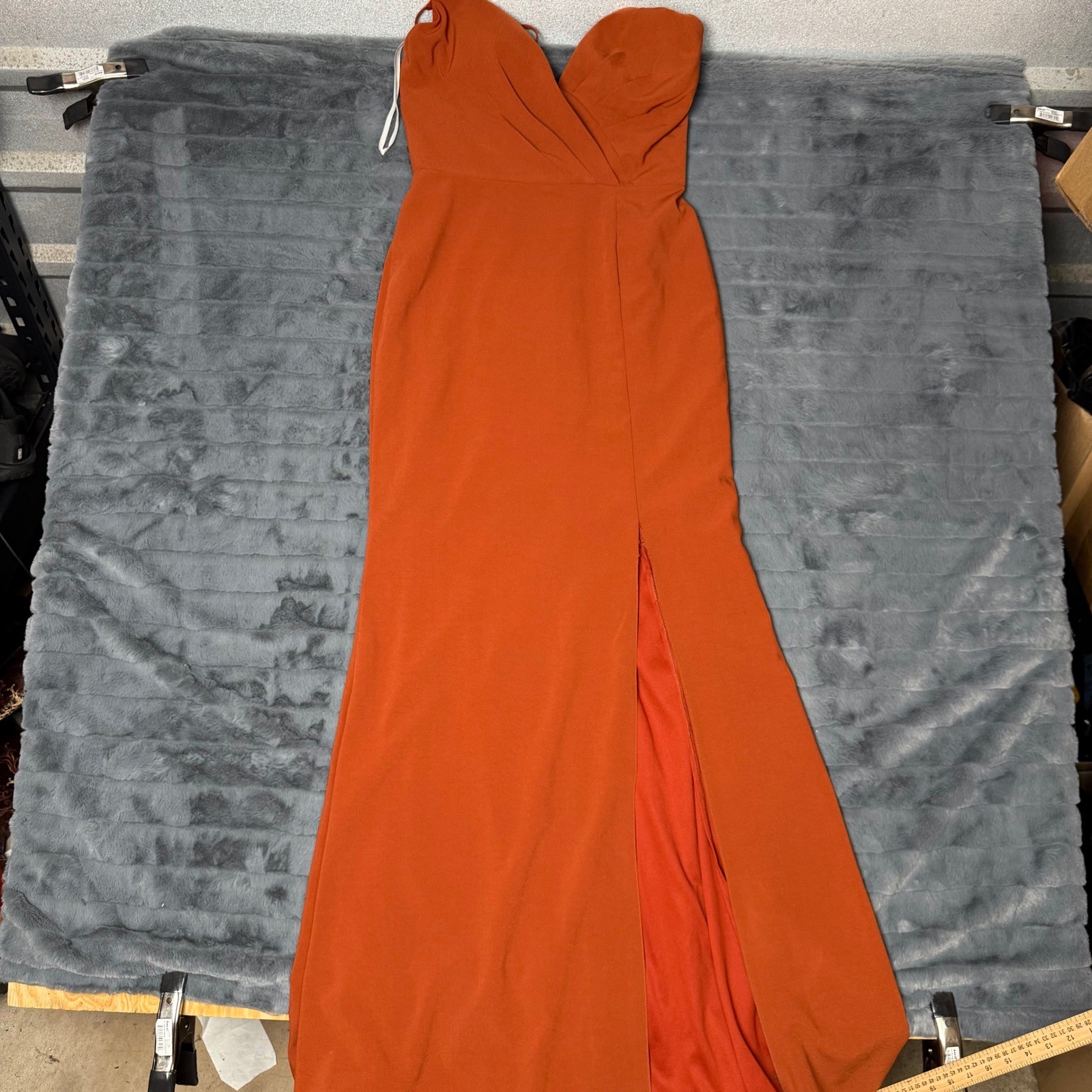 B2 Jasmine Rust Orange Sweetheart Neckline Formal Gown High Slit Dress NWT 10