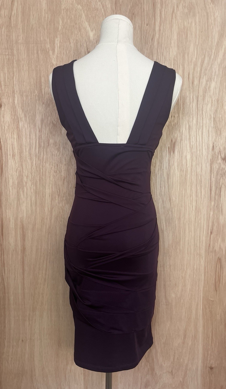Forever Twenty One Purple V-Neck Sleeveless Ruched Sheath Dress S size S/P