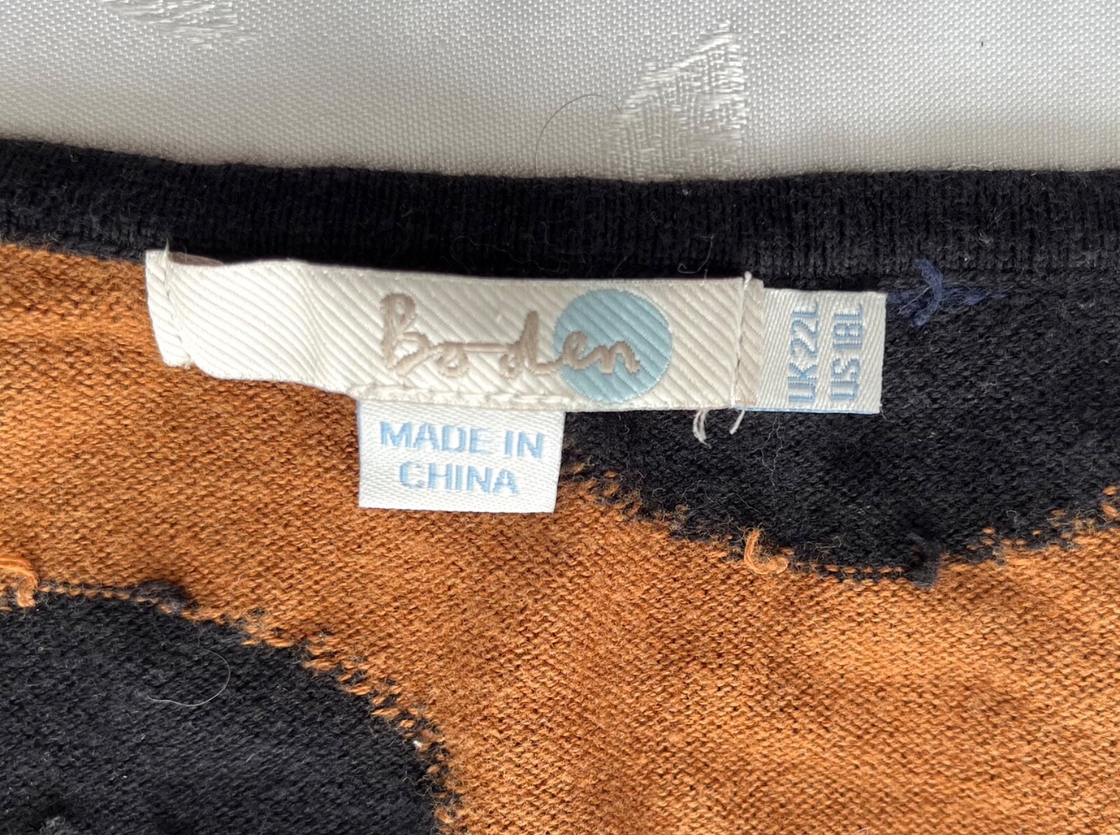 boden Geometric Cotton Viscose Cap Sleeve Knit Dress in Black Blue Brown Sze 18L