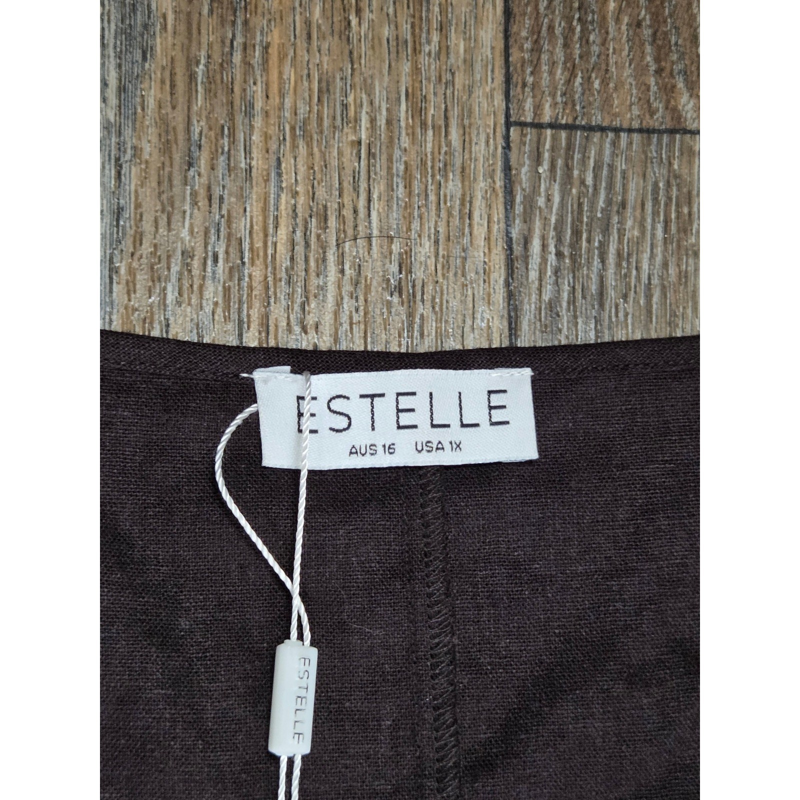 Estelle New York Brown Linen Silk Blend Asymmetrical Shift Dress Womens 1X NWT