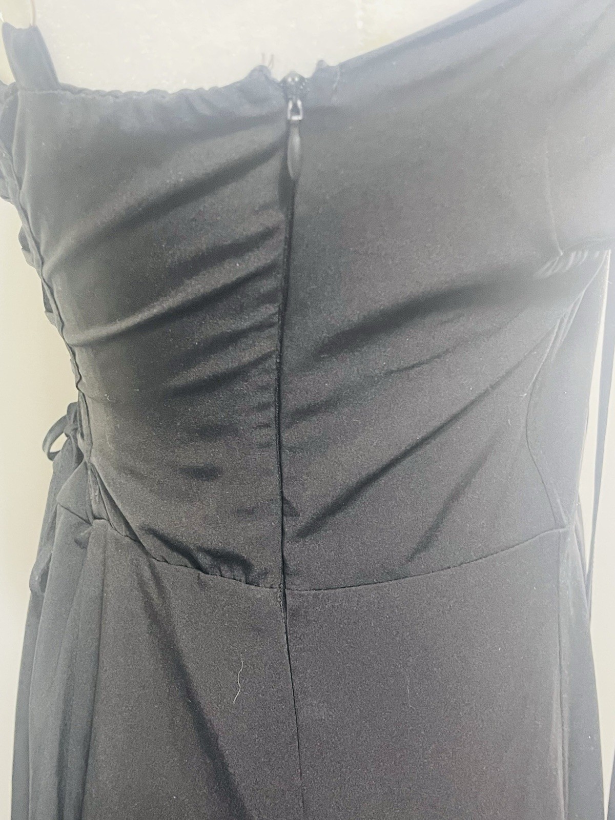 Black Whimsigoth Bustier Lace up Back Sleeveless Maxi Dress Medium Corset Event