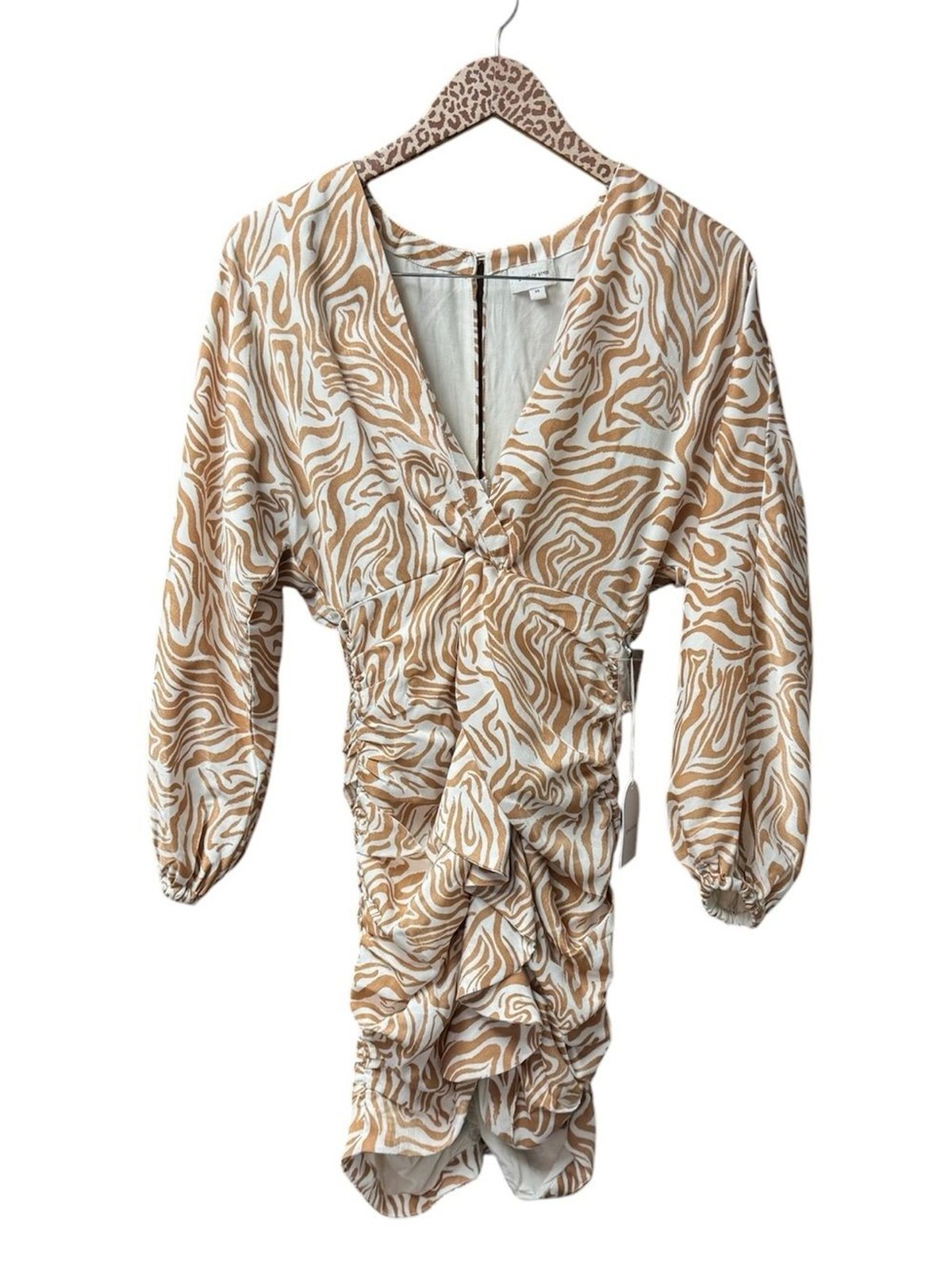 Song of Style Weston Long Sleeve Mini Dress Zebra Print Multi XS NEW $228