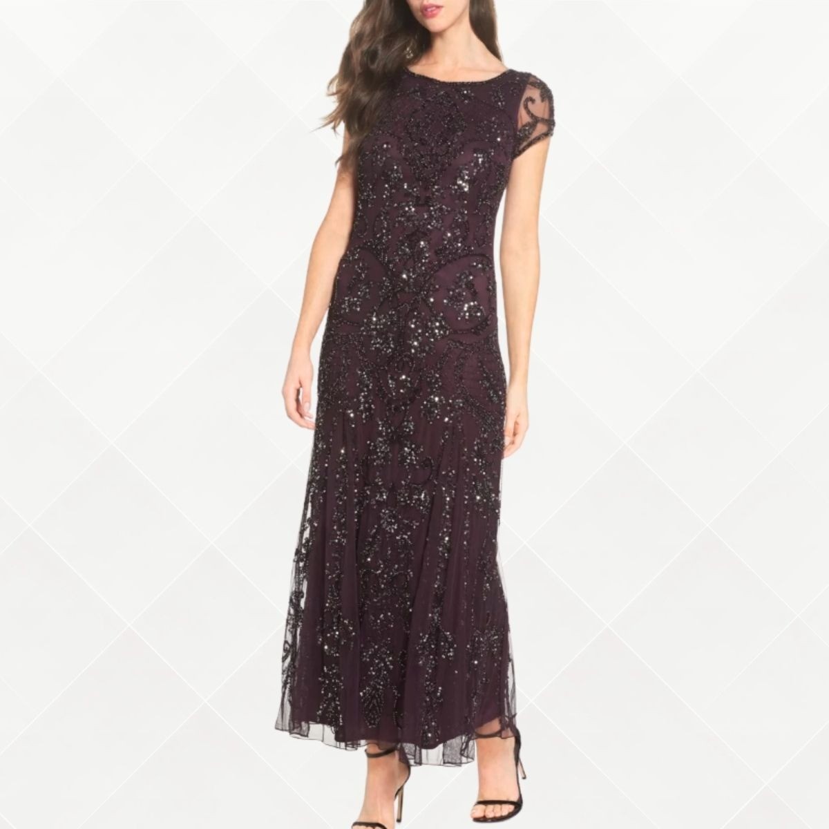 Pisarro Nights Beaded Gown • Size 10 • NWT • New Wine • Formal • WDS-100028