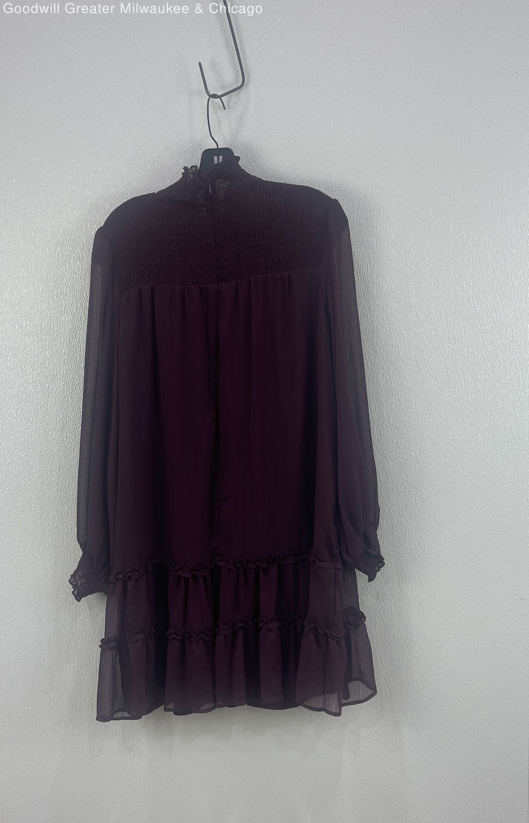 Cece Rich Carbernet Burgundy Ruffle Flowy Women’s Dress Size M NWT