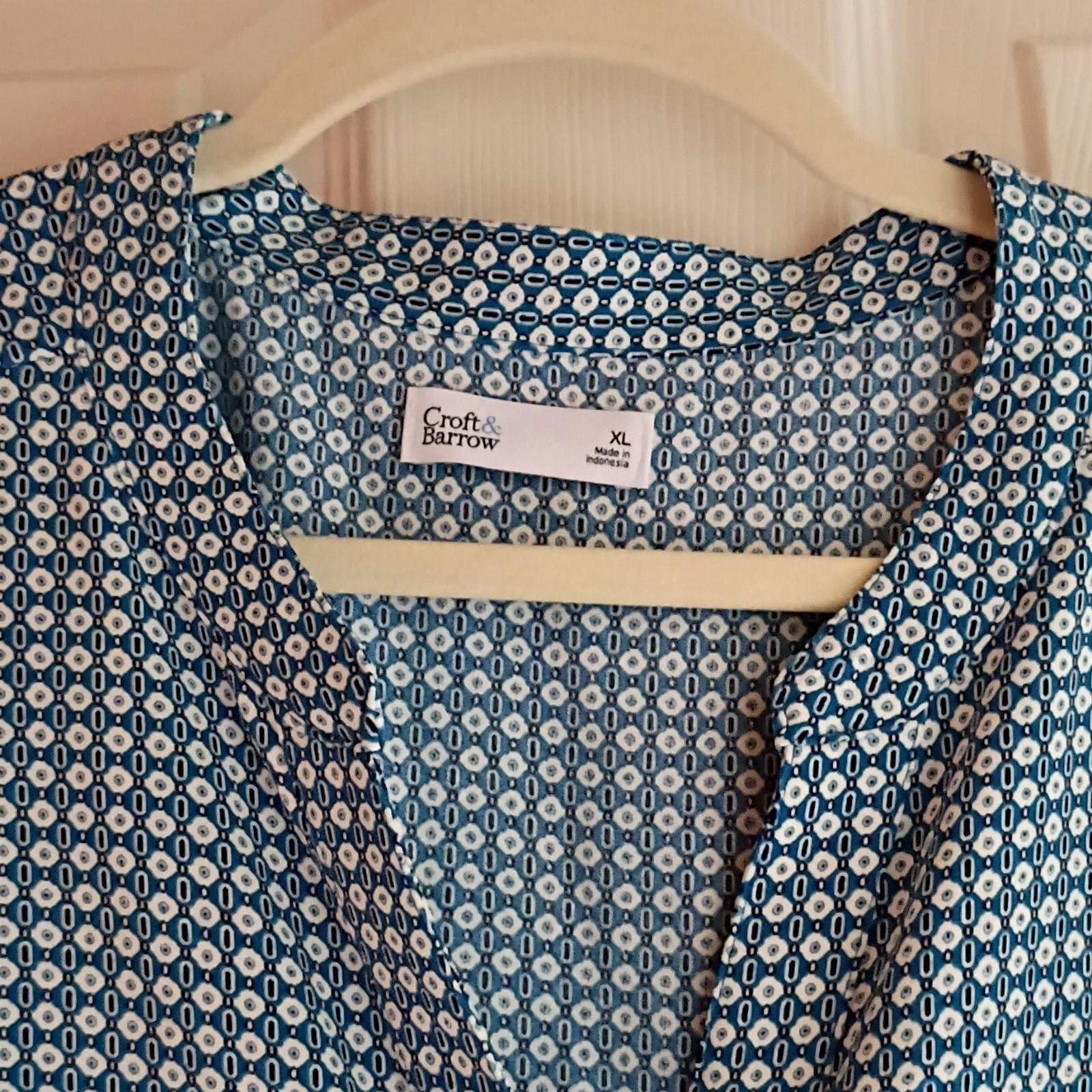 Croft & Barrow Women’s Geometric Shirt Dress Button-Front Belted XL Midi 3/4