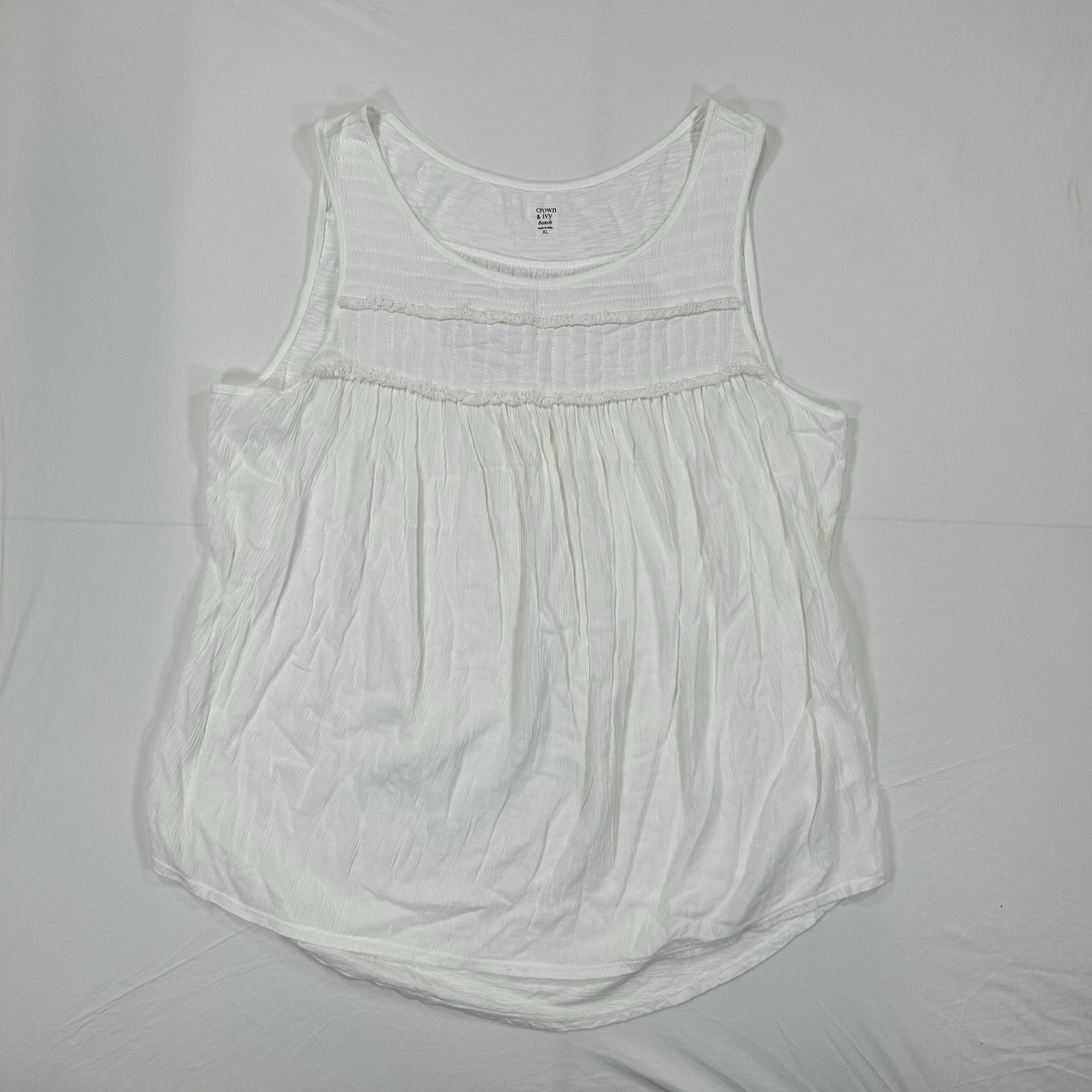 Crown & Ivy Women’s Sleeveless Blouse/XL – White