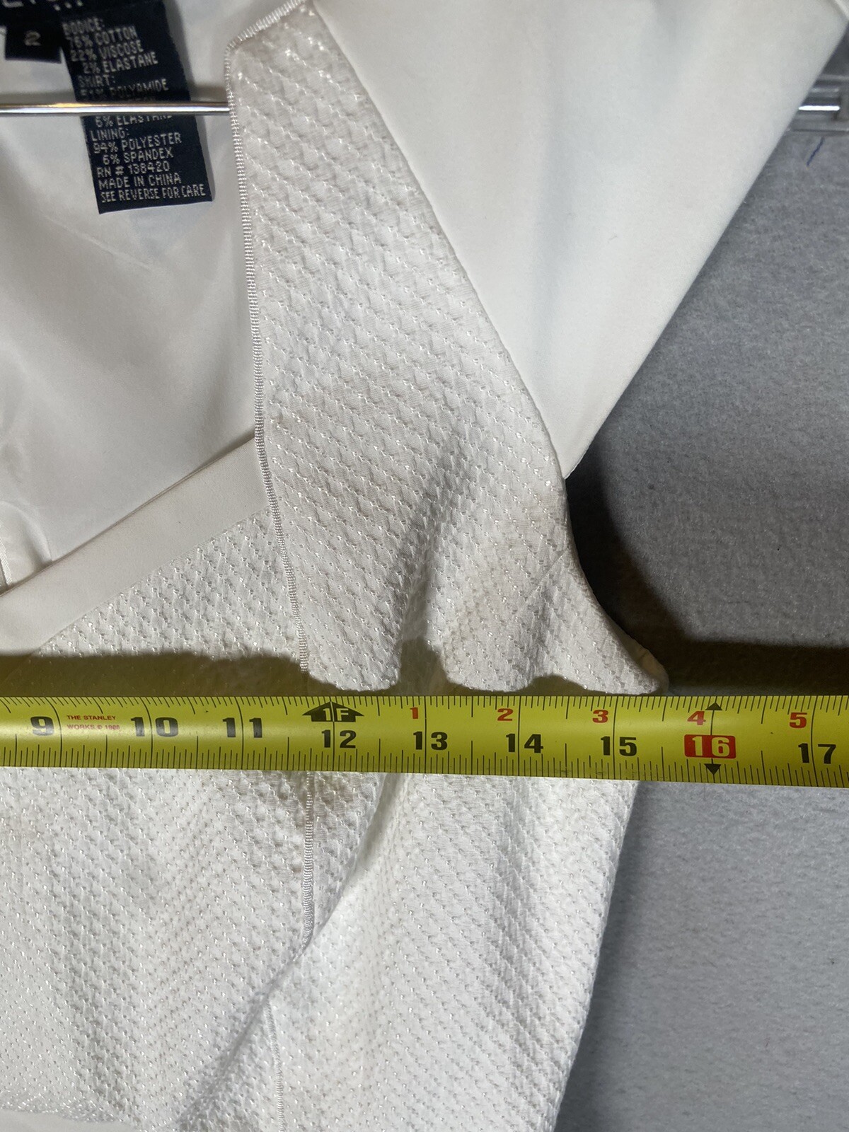 Etcetera White Cap Sleeve Dress Side Zipper Pockets Zipper With Belt Sz 2
