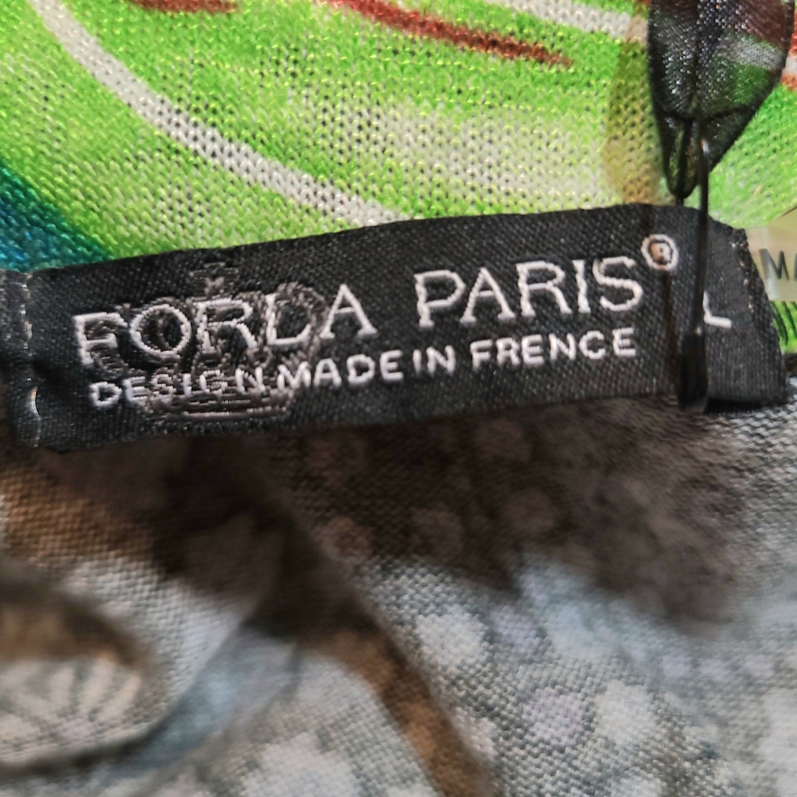 Forla Paris Graphic Print Dress Size Large Retro 100% Cotton Artsy Art To Wear