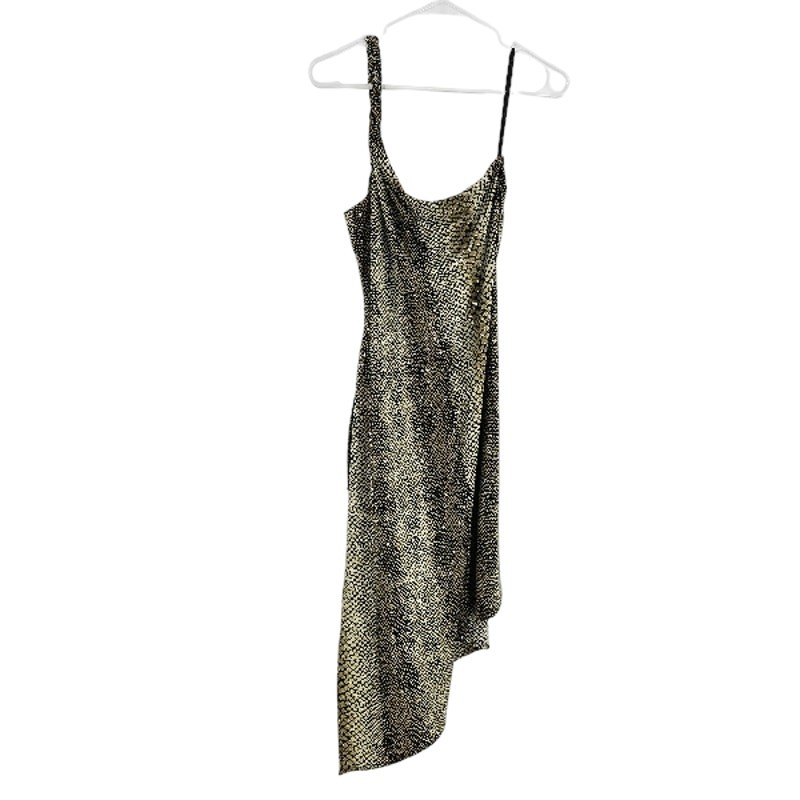 Vintage Cache Dress Green Snakeskin Print One shoulder Asymmetrical y2K Size L