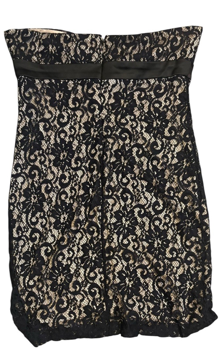 Arden B Y2K Black Lace Nude Bodycon Mini Cocktail Dress Size Large L