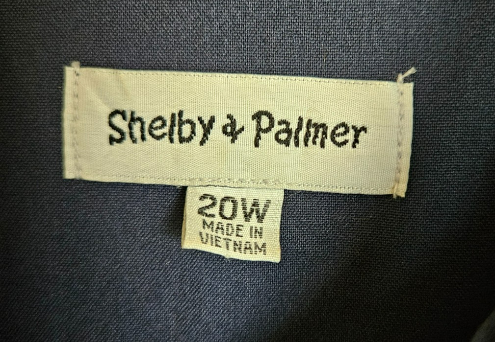 SHELBY & PALMER DRESS ZIP FRONT STRAIGHT WITH POCKETS NAVY BLUE SIZE 20W # 4903